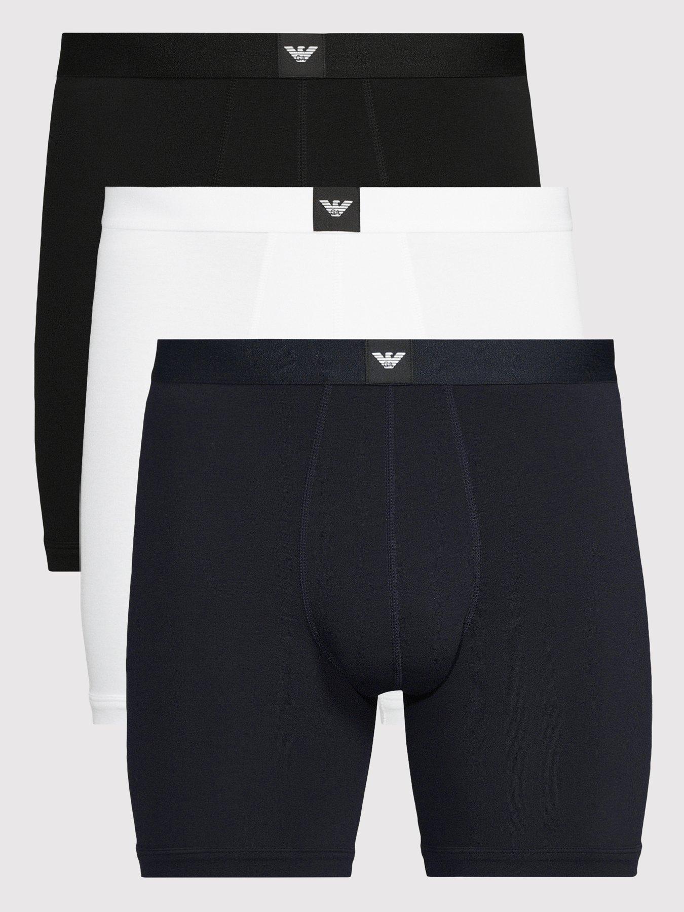 Emporio Armani Bodywear Men's 3 Pack Logo Waistband Cotton Stretch Trunks - Multi