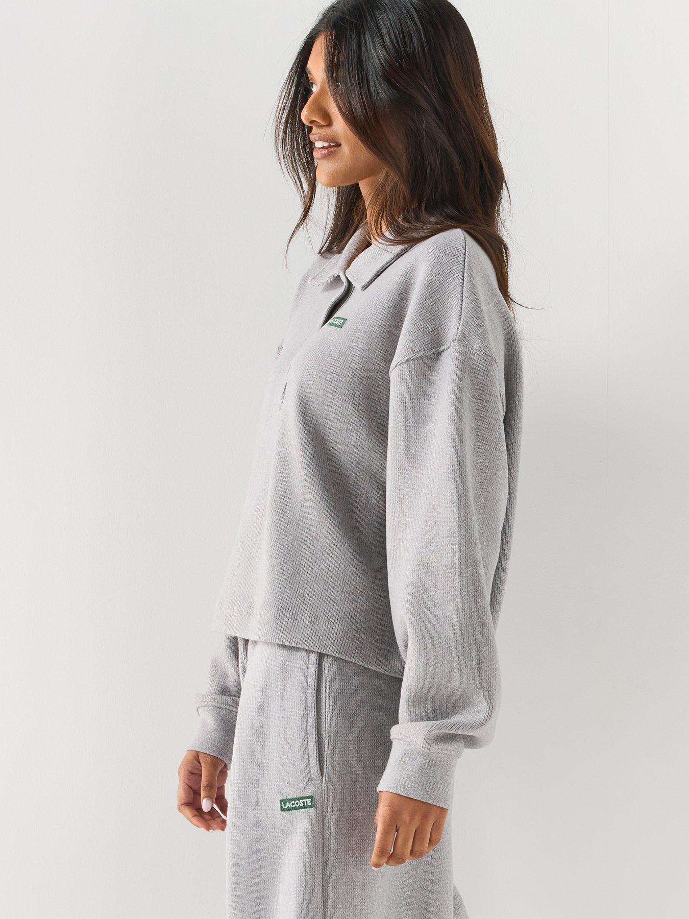 Image 6 of 6 of Lacoste Ribbed Interlock Polo Sweatshirt - Grey