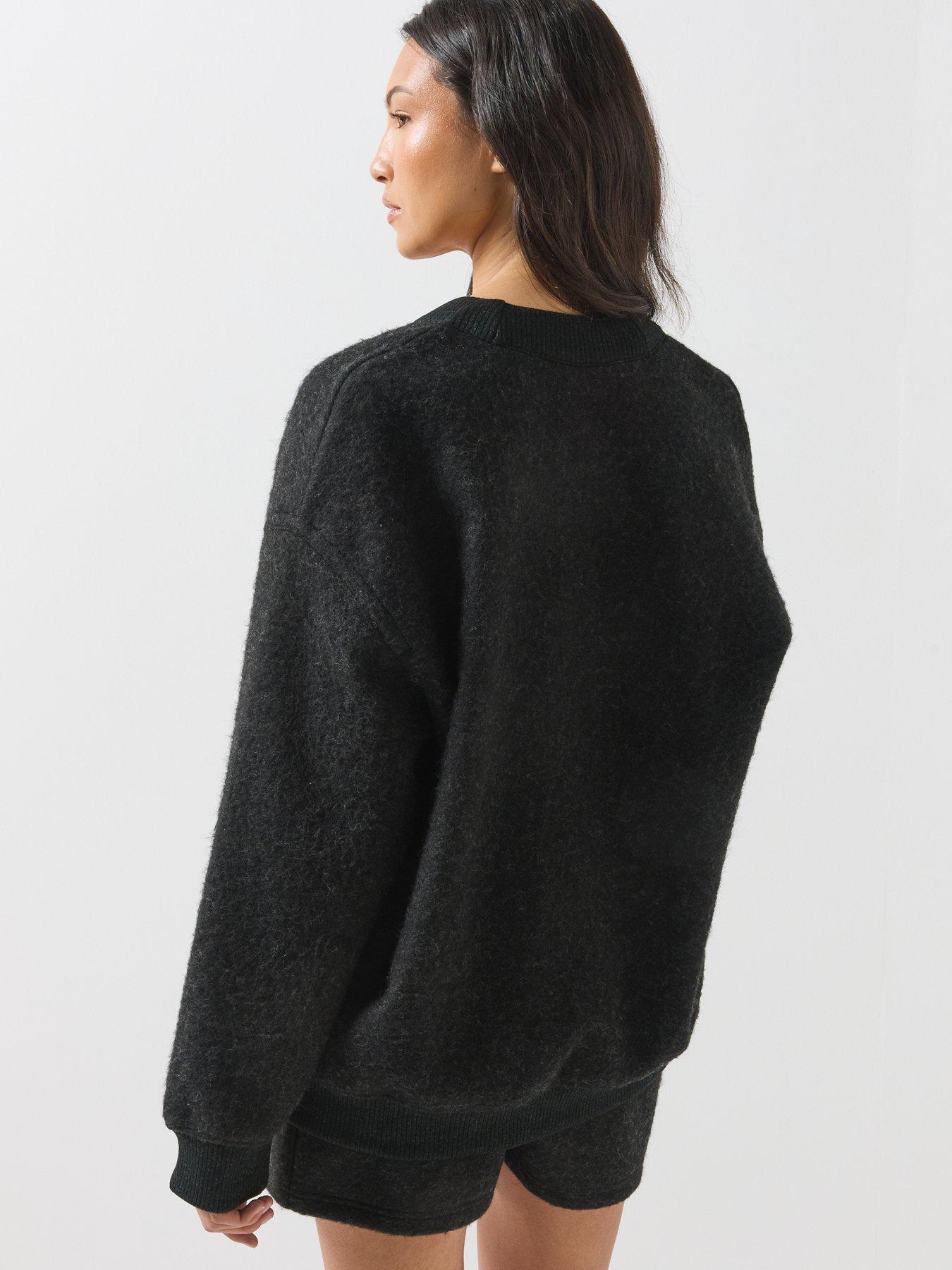 Image 2 of 6 of Lacoste Womens Oversized V-Neck Button-Through Cardigan - Grey