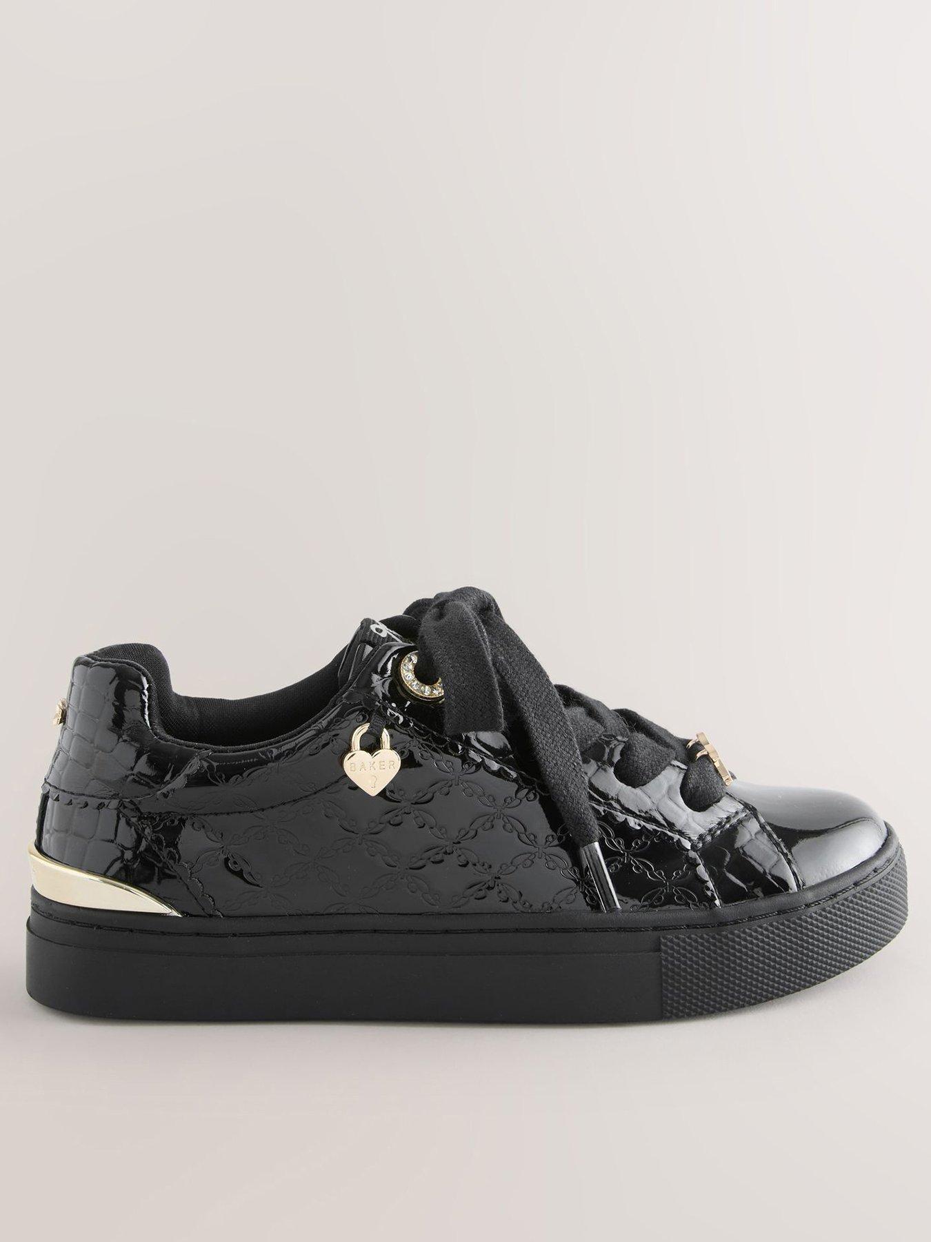 Ted Baker Patent Embossed Black Trainers - Black