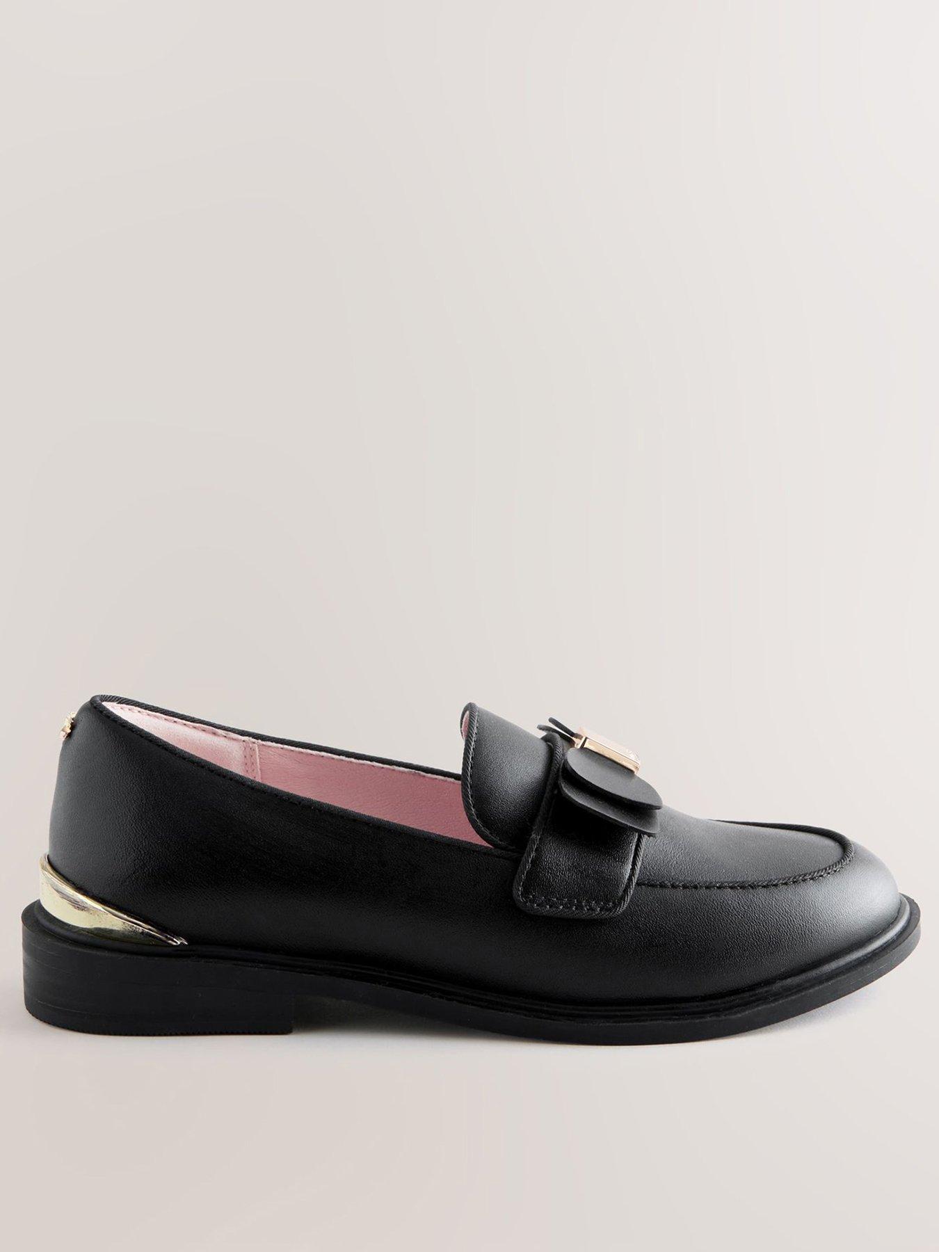 Ted Baker Girls Back To School Slim Bow Leather Loafers - Black