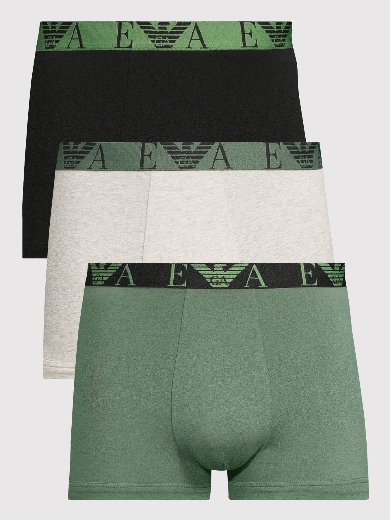 Emporio Armani Bodywear Regular Fit 3-pack Jersey Trunks with a Bold Monogram - Multicoloured