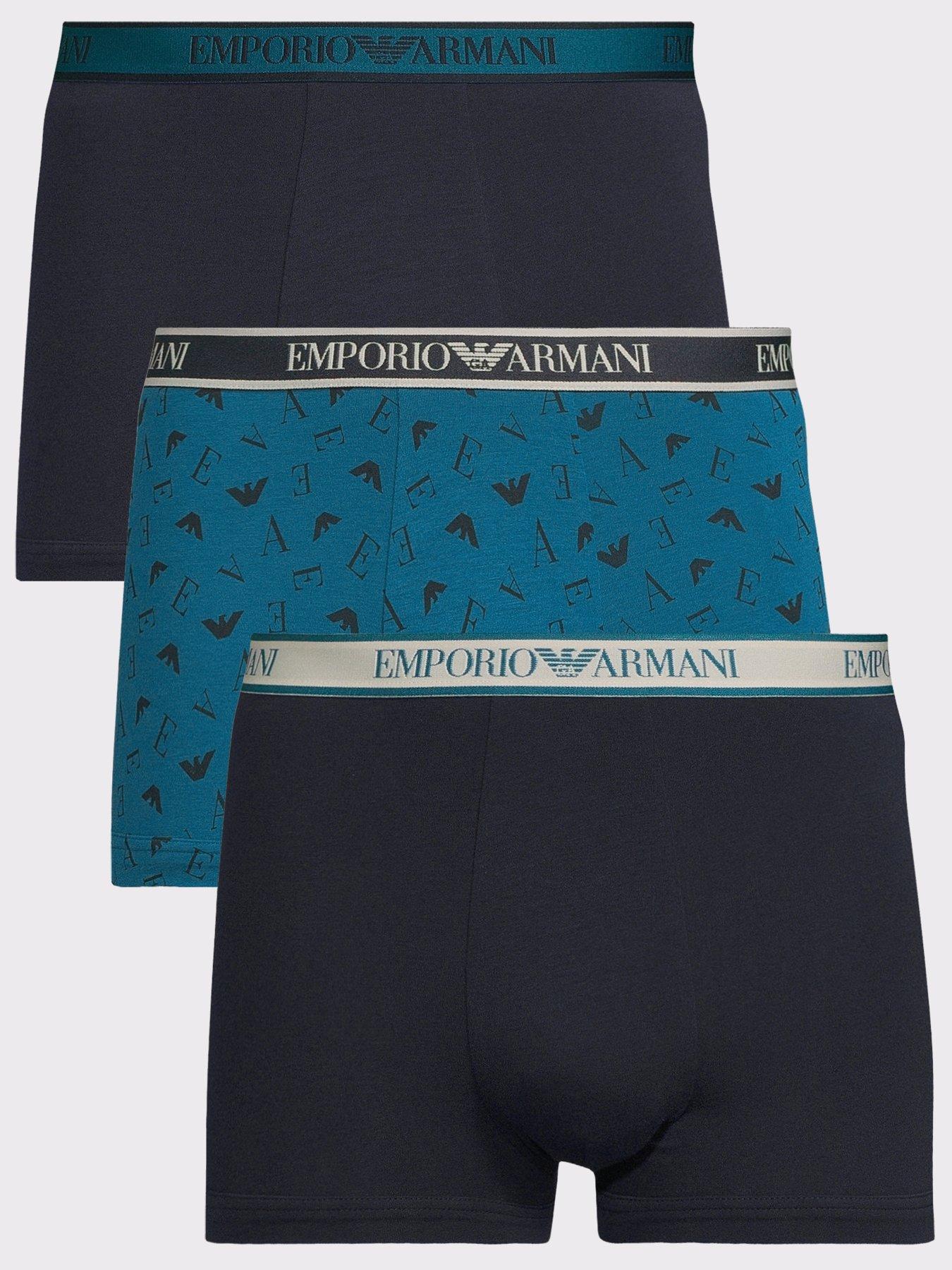 Emporio Armani Bodywear Bold Monogram Waistband 3 Pack Trunks - Assorted