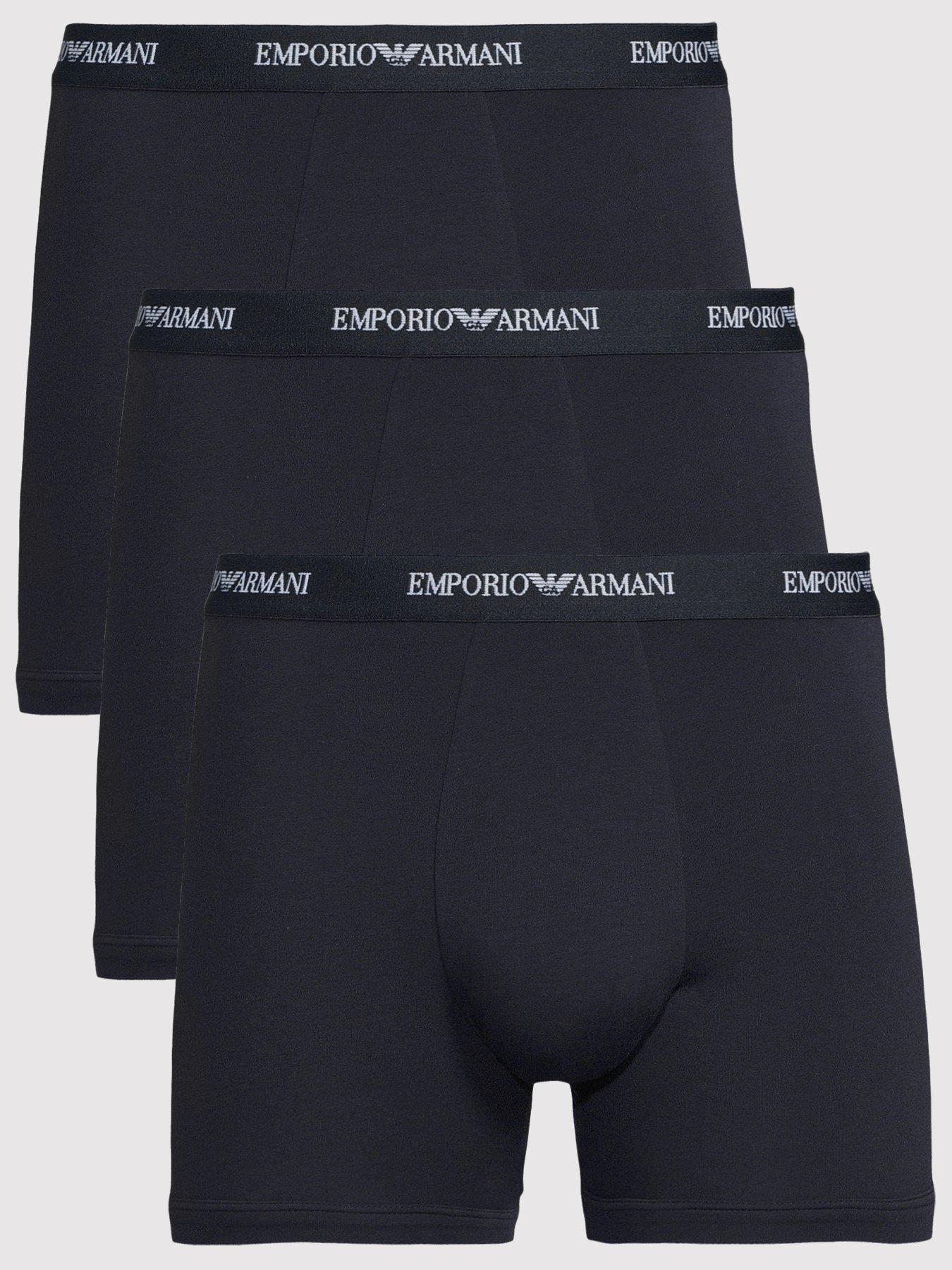 Image 1 of 3 of Emporio Armani Bodywear Mens Core 3 Pack Stretch Cotton Boxer Shorts - Black
