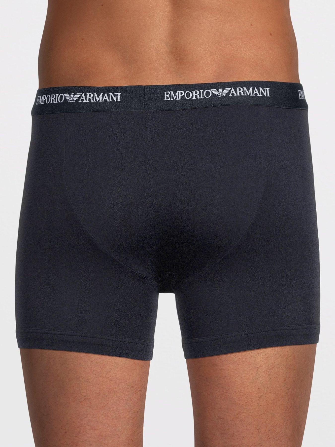 Image 3 of 3 of Emporio Armani Bodywear Mens Core 3 Pack Stretch Cotton Boxer Shorts - Black