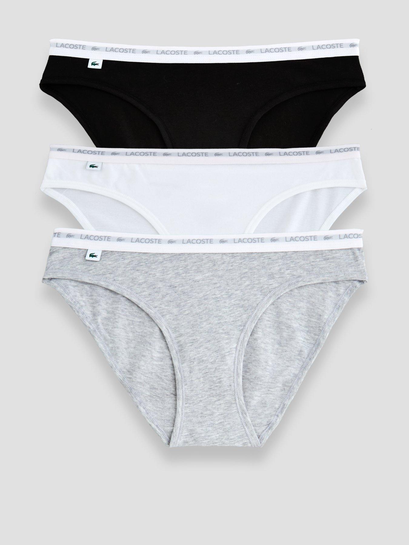 Image 1 of 6 of Lacoste Womens 3 Pack Cotton Stretch Logo Bikini Briefs - Multi
