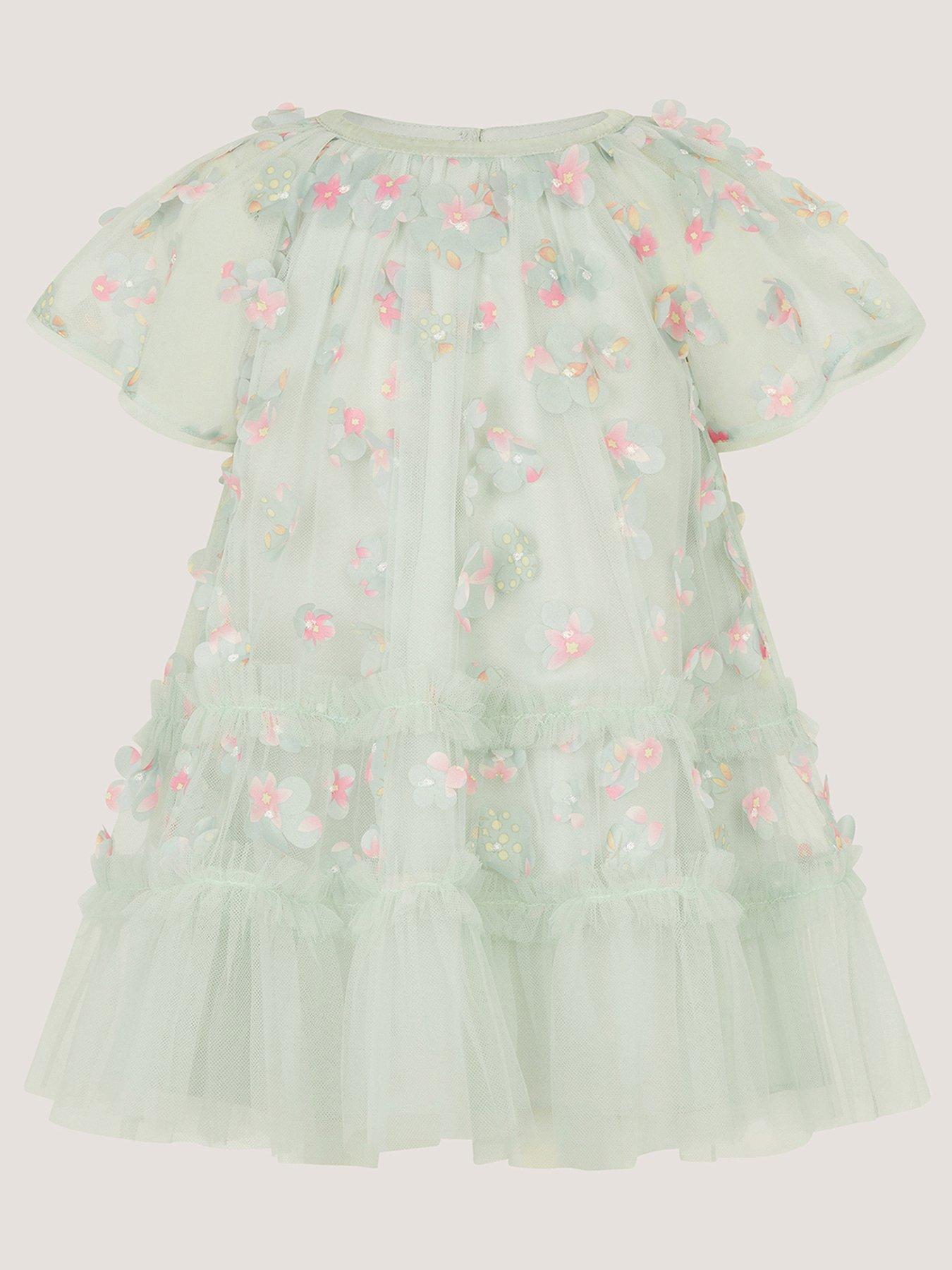 Monsoon Baby Girls Kala 3D Print Swing Dress - Light Green