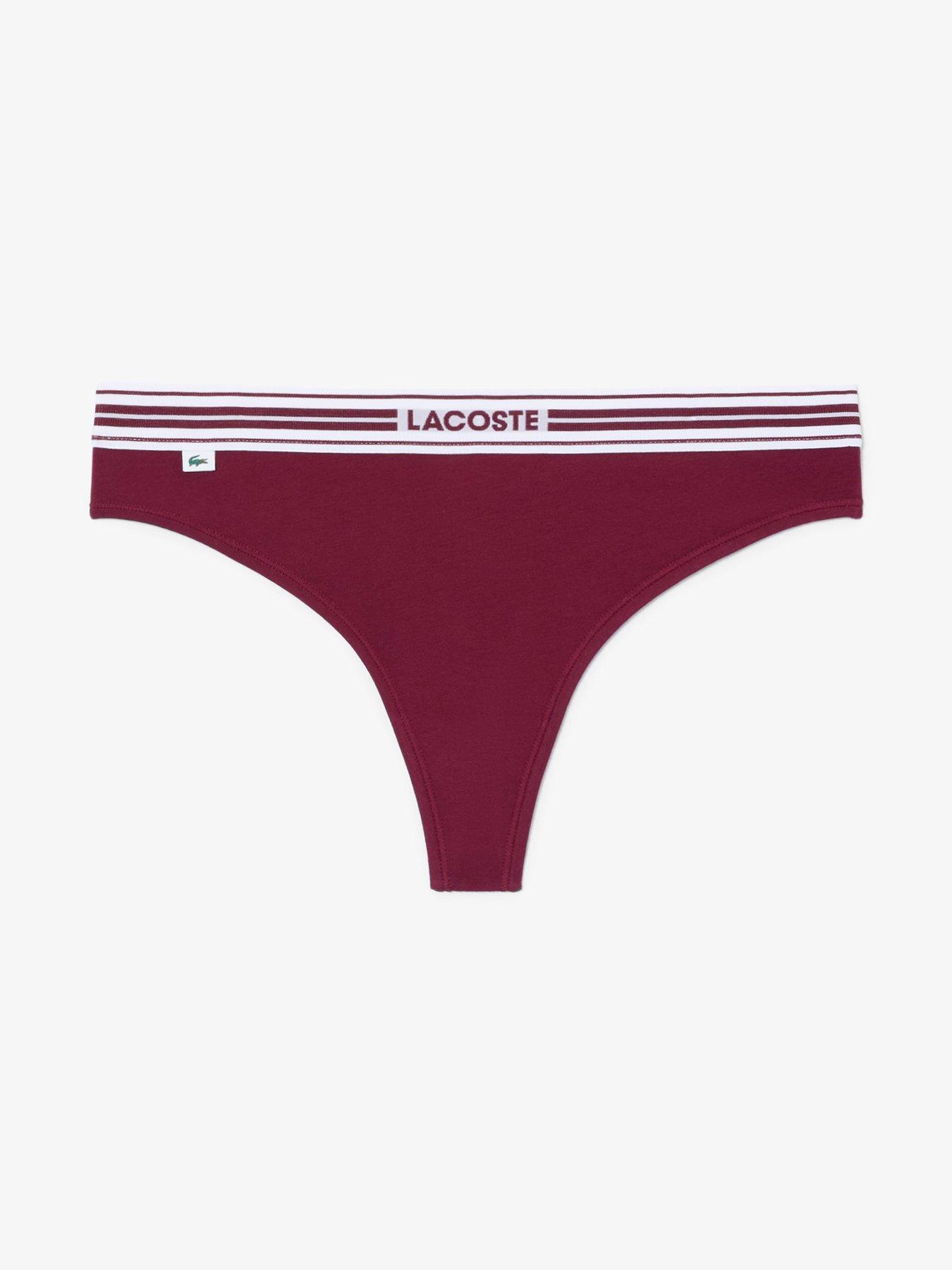Image 4 of 6 of Lacoste Womens Logo Cotton Stretch Thong - Burgundy