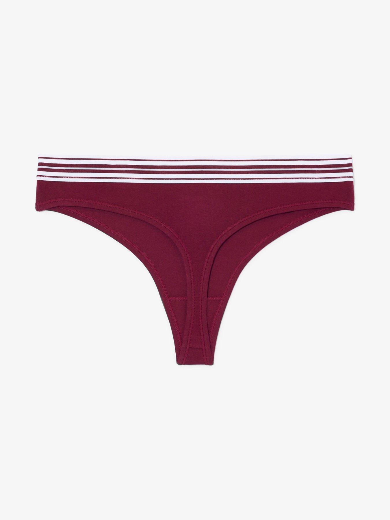 Image 5 of 6 of Lacoste Womens Logo Cotton Stretch Thong - Burgundy