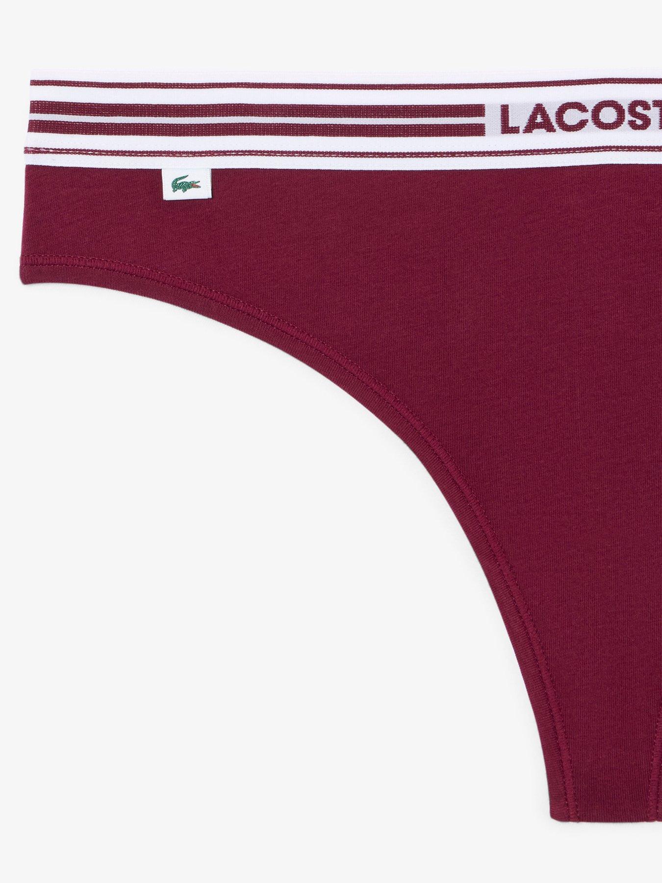 Image 6 of 6 of Lacoste Womens Logo Cotton Stretch Thong - Burgundy