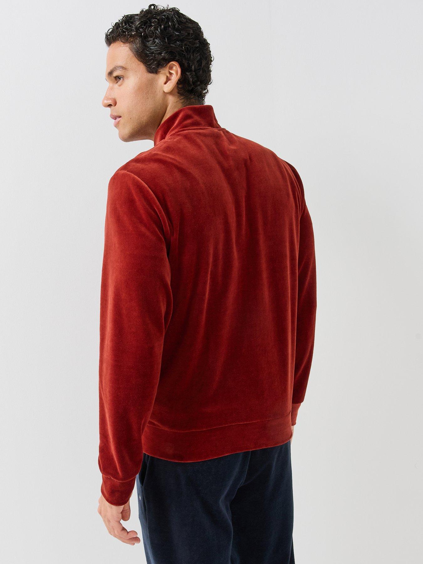 Image 2 of 6 of Emporio Armani Bodywear Mens Chenille Full Zip Lounge Sweatshirt - Dark Red