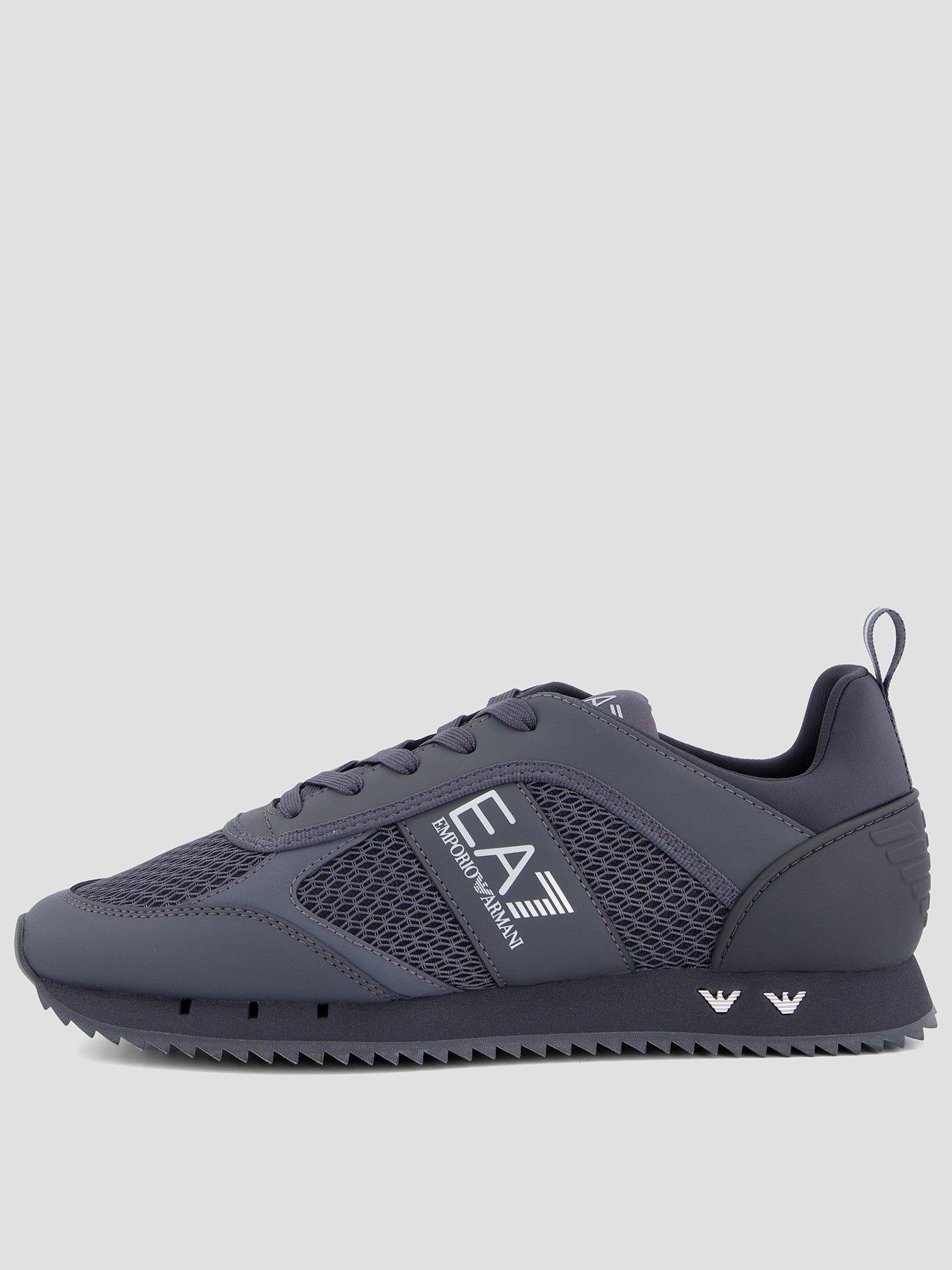 EA7 Emporio Armani Side Logo Mesh  &  Pu Runner Trainers - Grey