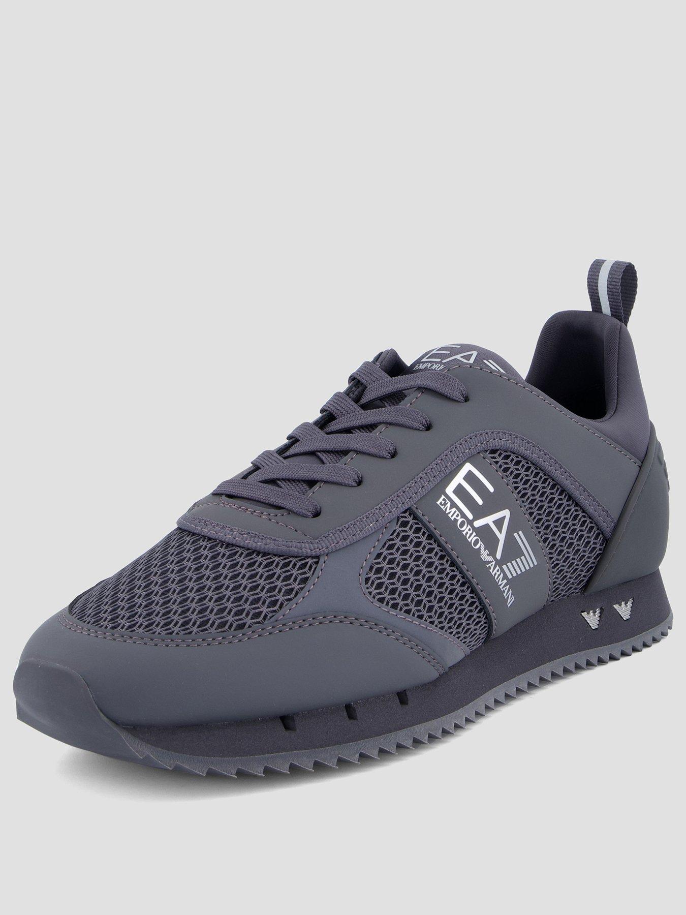 Image 2 of 8 of EA7 Emporio Armani Side Logo Mesh &amp; Pu Runner Trainers - Grey