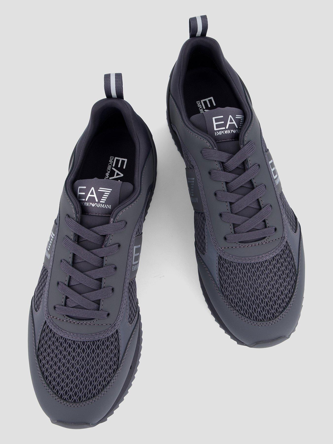 Image 4 of 8 of EA7 Emporio Armani Side Logo Mesh &amp; Pu Runner Trainers - Grey