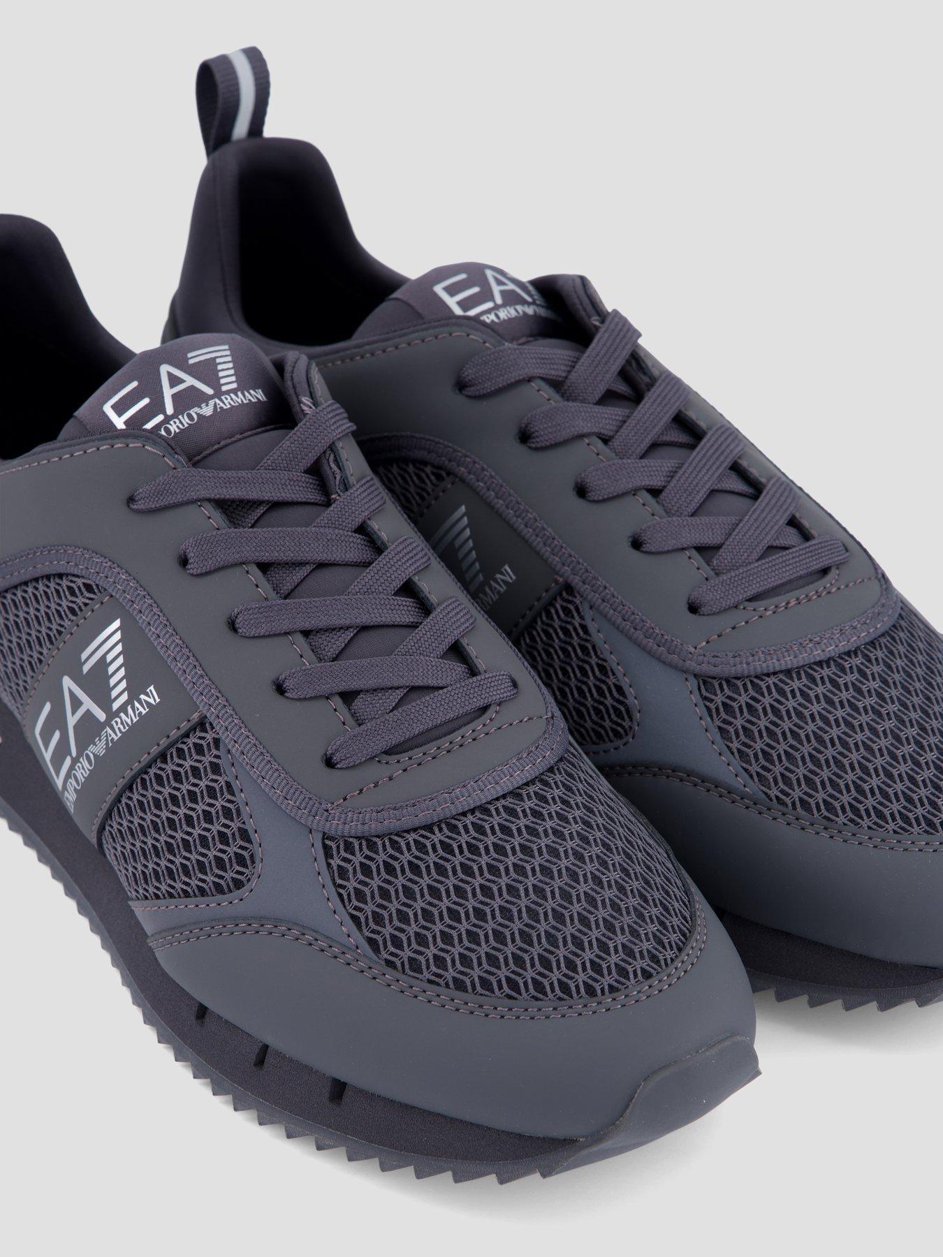 Image 6 of 8 of EA7 Emporio Armani Side Logo Mesh &amp; Pu Runner Trainers - Grey