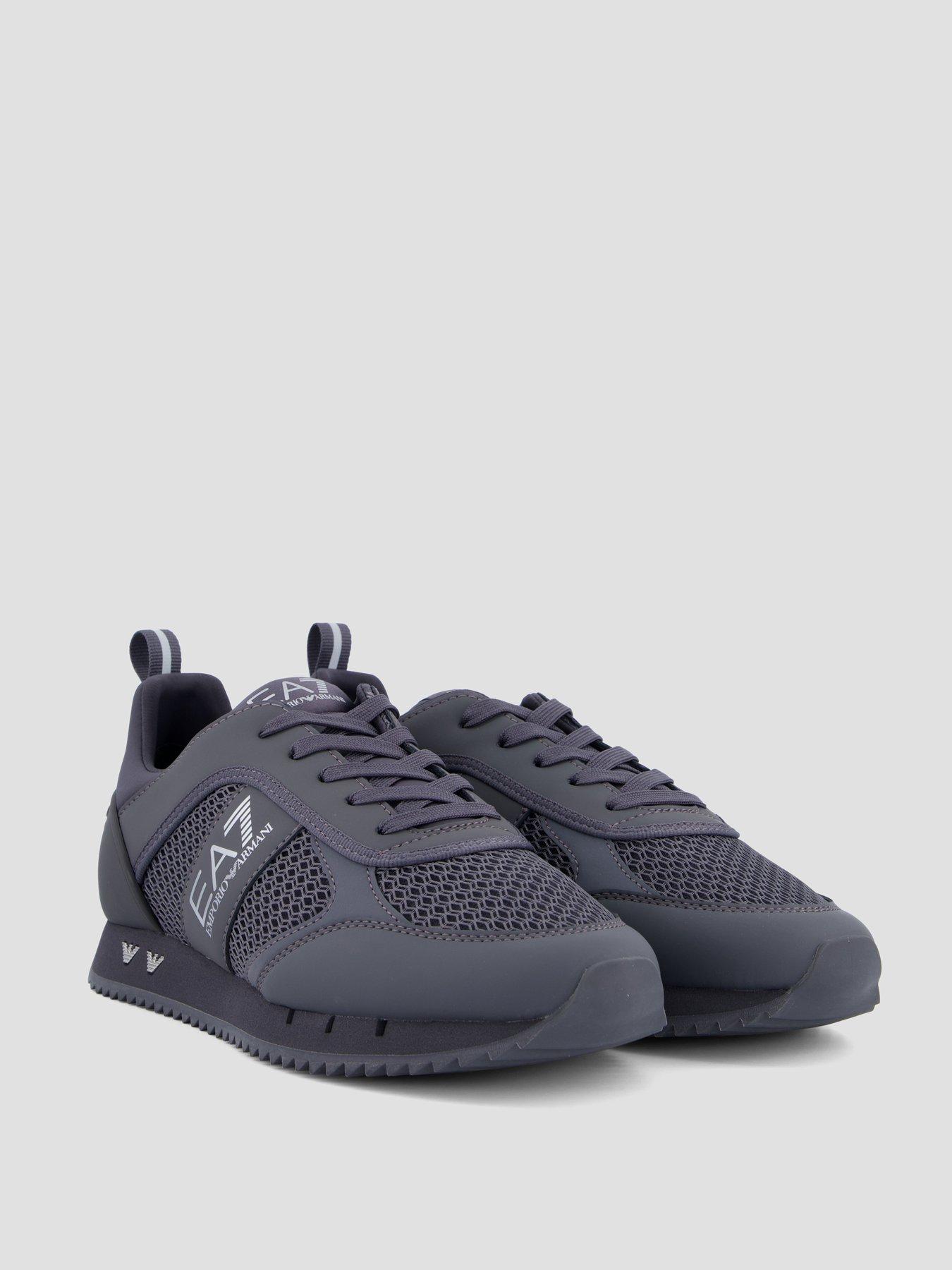 Image 7 of 8 of EA7 Emporio Armani Side Logo Mesh &amp; Pu Runner Trainers - Grey