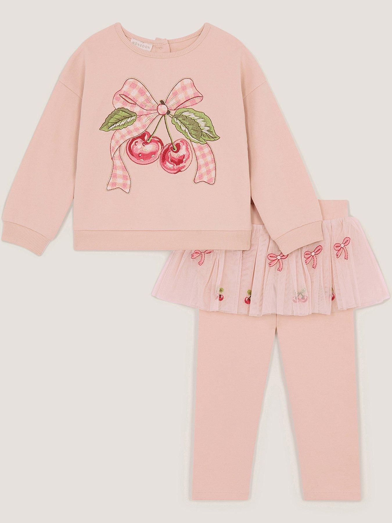 Monsoon Baby Girls Mon Cheri Top  &  Tutu Legging Set - Pink