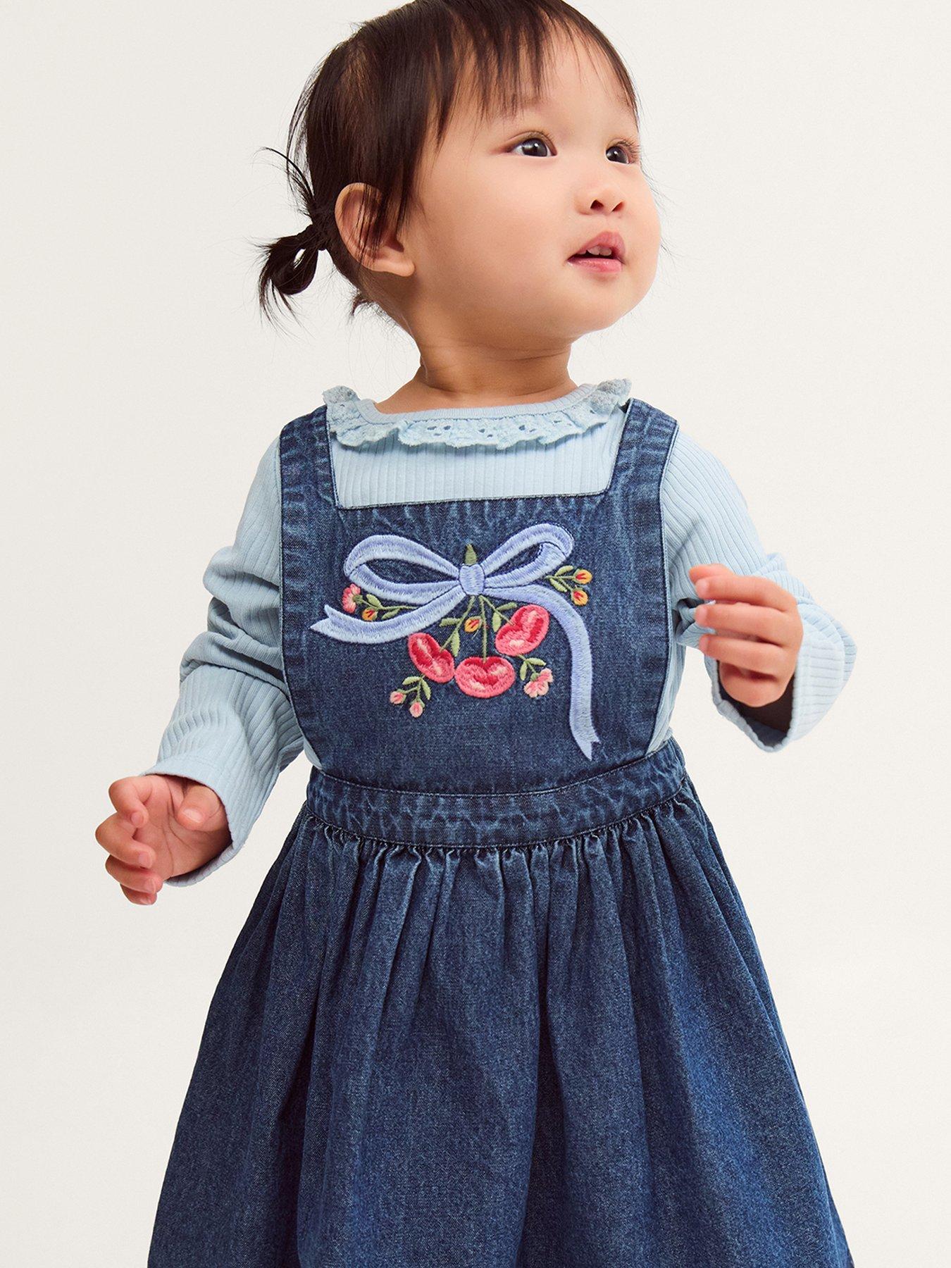 Monsoon Baby Girls Mon Cheri Top And Chambray Dress Set - Blue