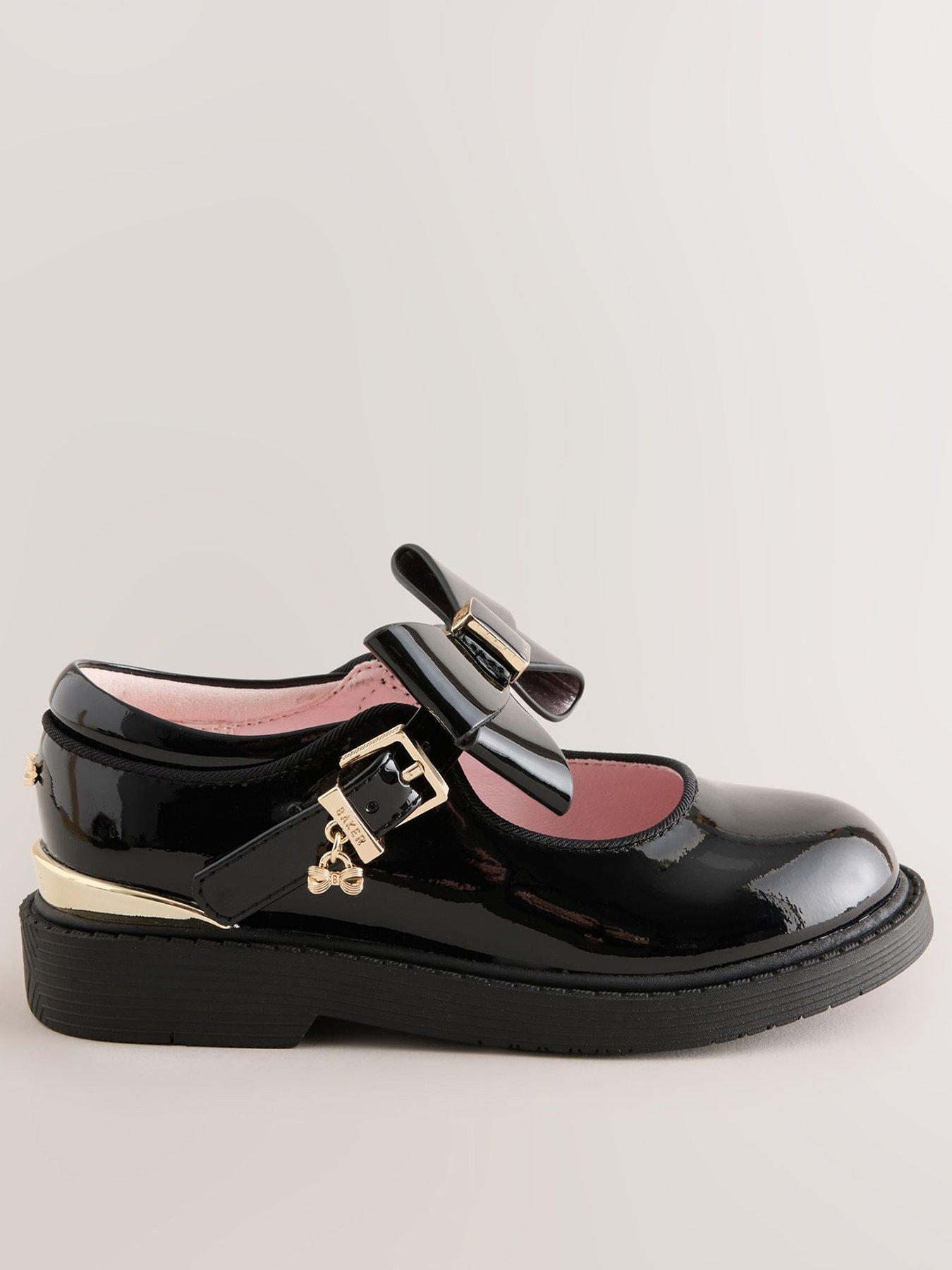 Image 1 of 7 of Ted Baker Chunky Mary Jane Shoes with Bow - Black