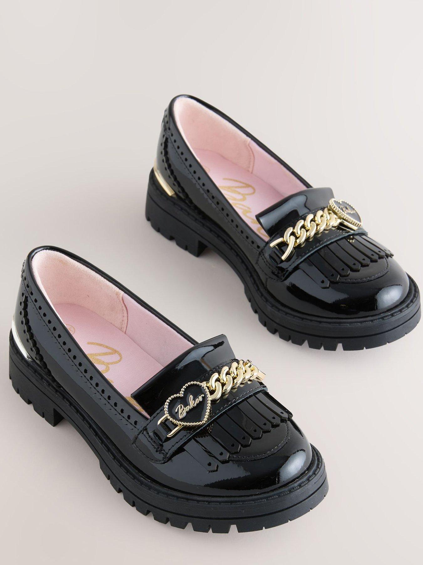 Image 4 of 5 of Ted Baker Girls Patent Leather Fringe Loafers - Black