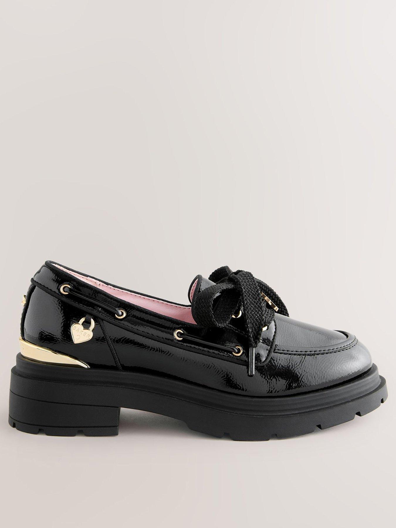 Ted Baker Patent Chunky Boat Shoe Black Loafers - Black