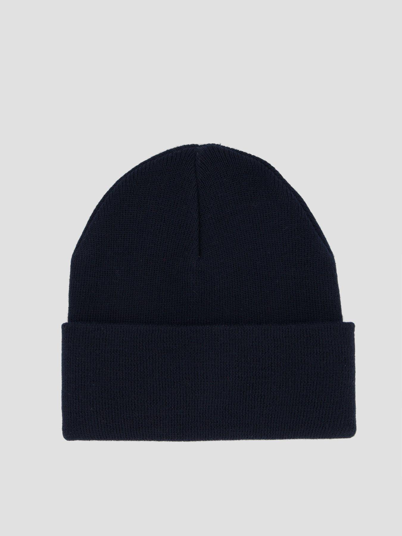 Image 2 of 4 of Armani Exchange Mens Logo Turn-Up Beanie Hat - Navy