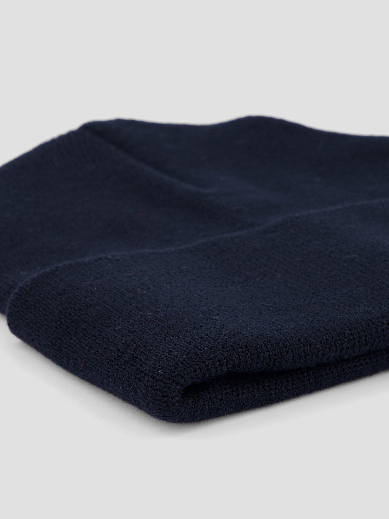 Image 4 of 4 of Armani Exchange Mens Logo Turn-Up Beanie Hat - Navy