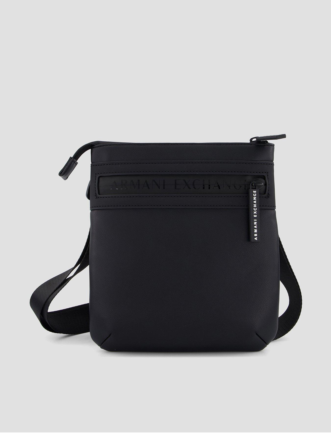 Armani Exchange Flat Crossbody Messenger Bag - Black