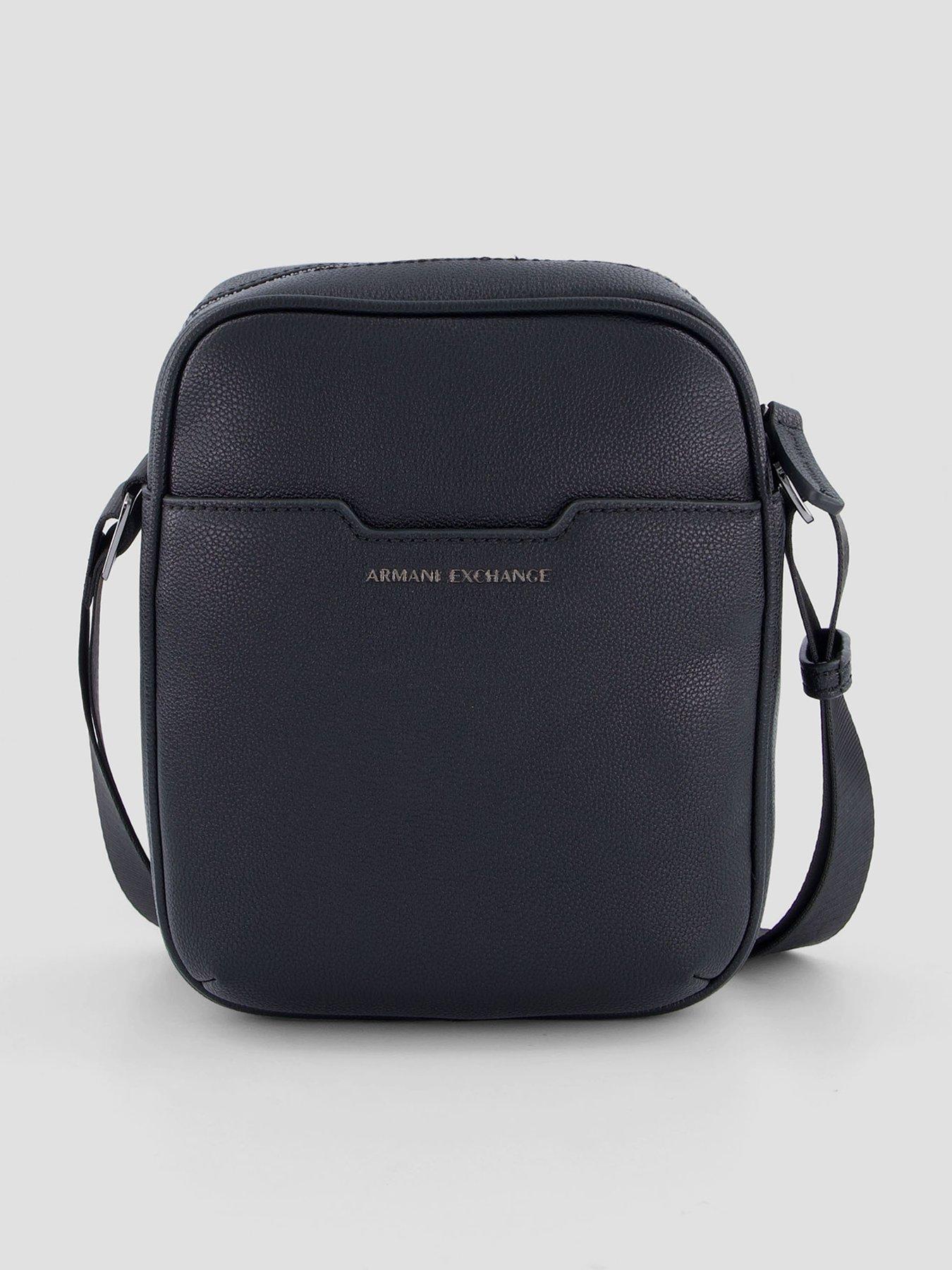 Image 1 of 5 of Armani Exchange Alex Pu Crossbody Bag - Black