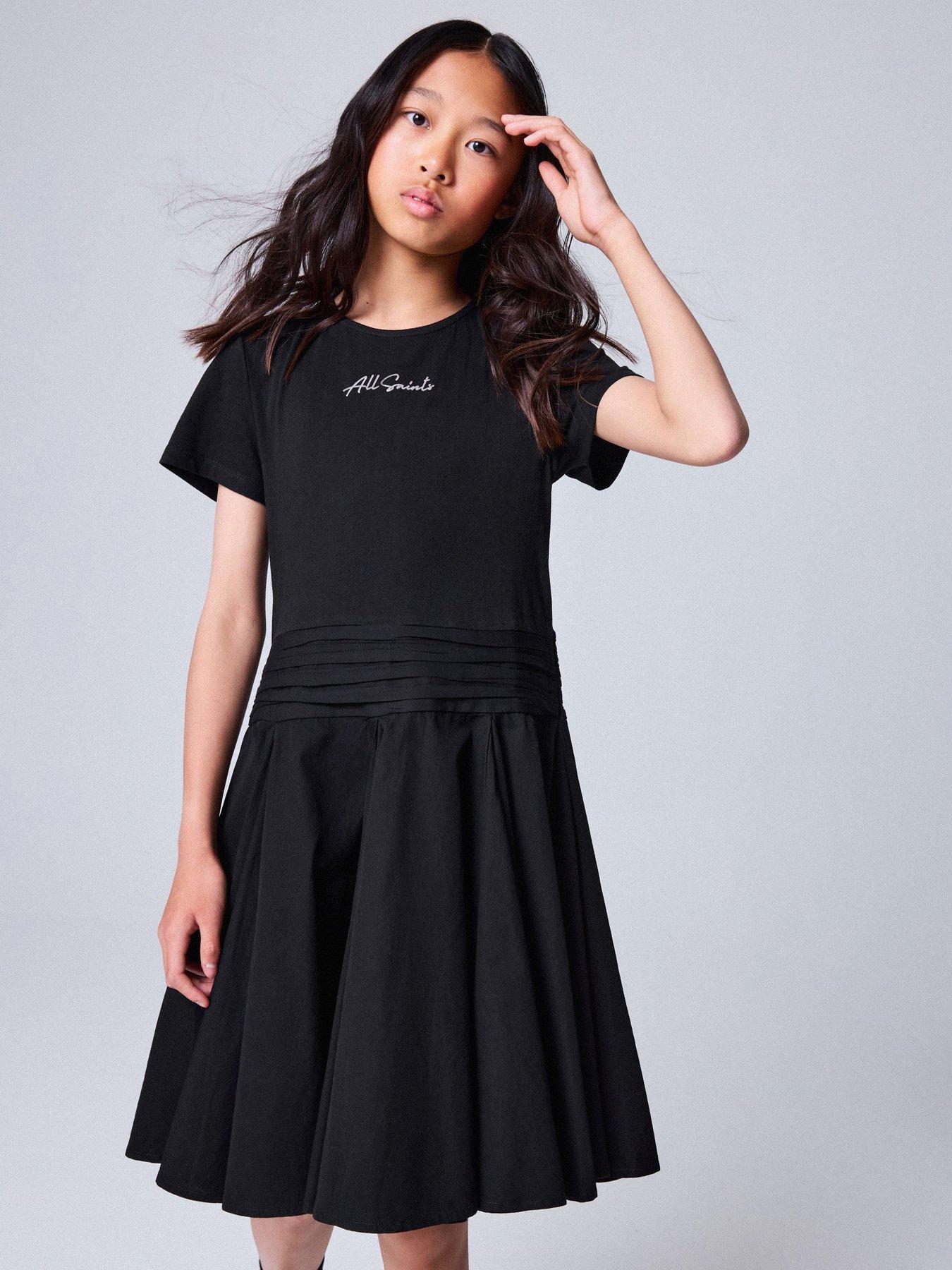 smALLSAINTS Girls' Script Logo T-Shirt Dress - Black
