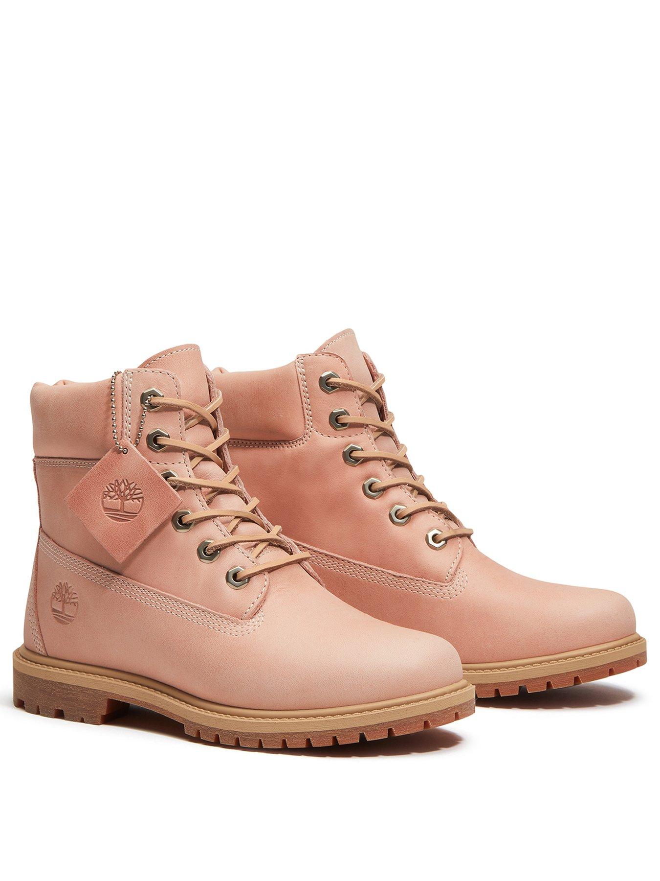 Image 2 of 7 of Timberland Womens Full-Grain Leather Lace-Up 6 Inch Boots - Pink