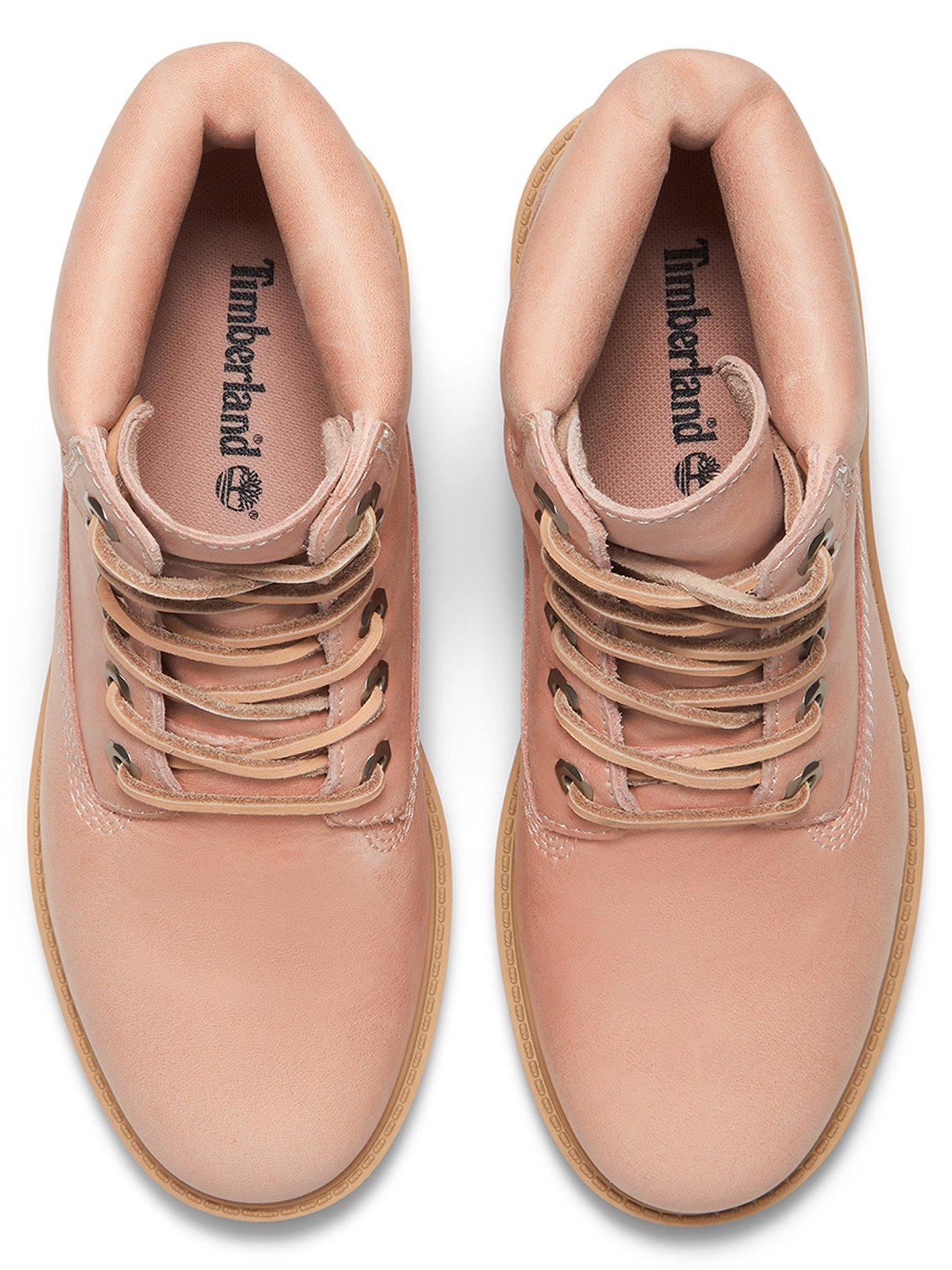 Image 4 of 7 of Timberland Womens Full-Grain Leather Lace-Up 6 Inch Boots - Pink