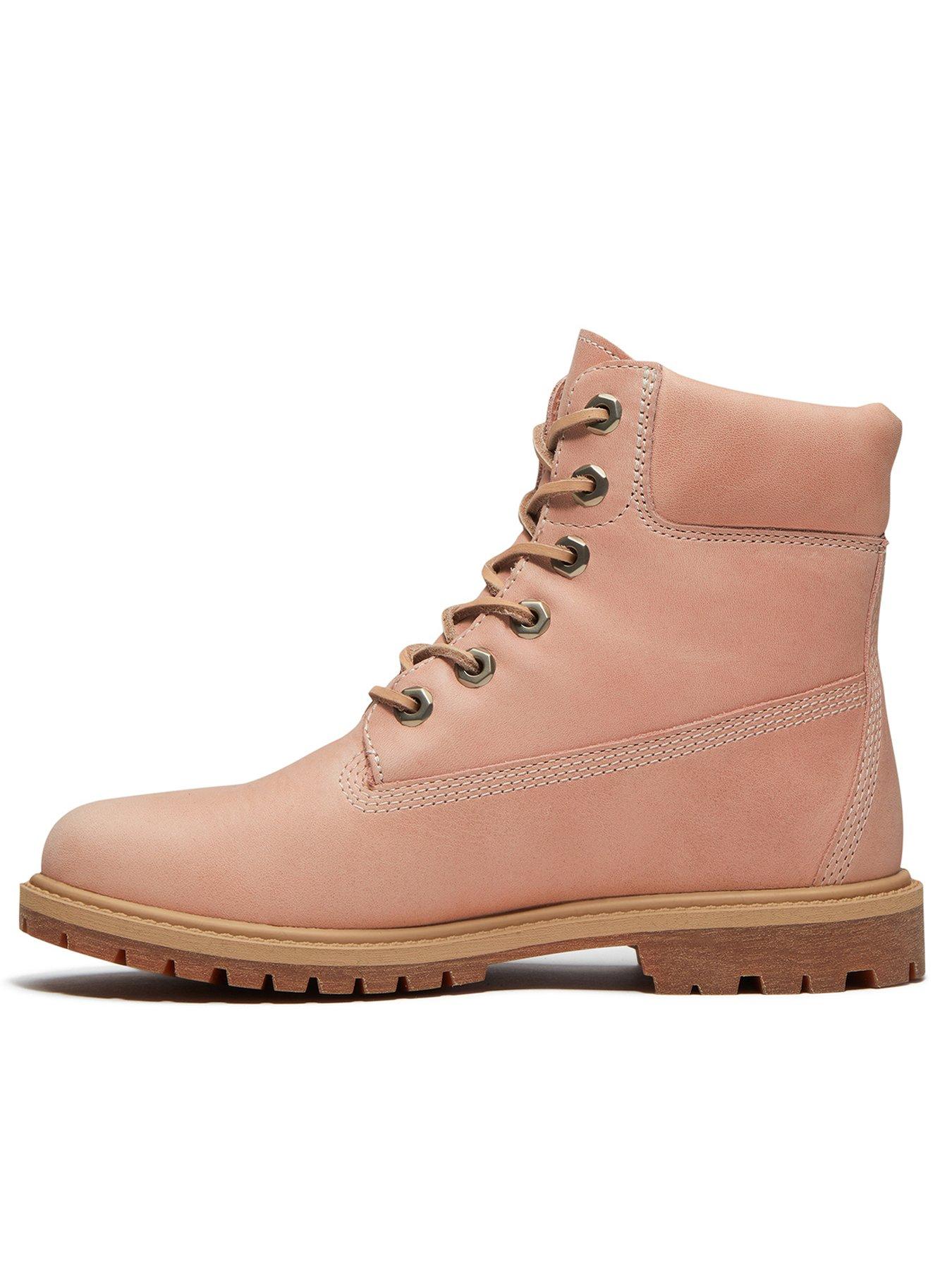 Image 6 of 7 of Timberland Womens Full-Grain Leather Lace-Up 6 Inch Boots - Pink