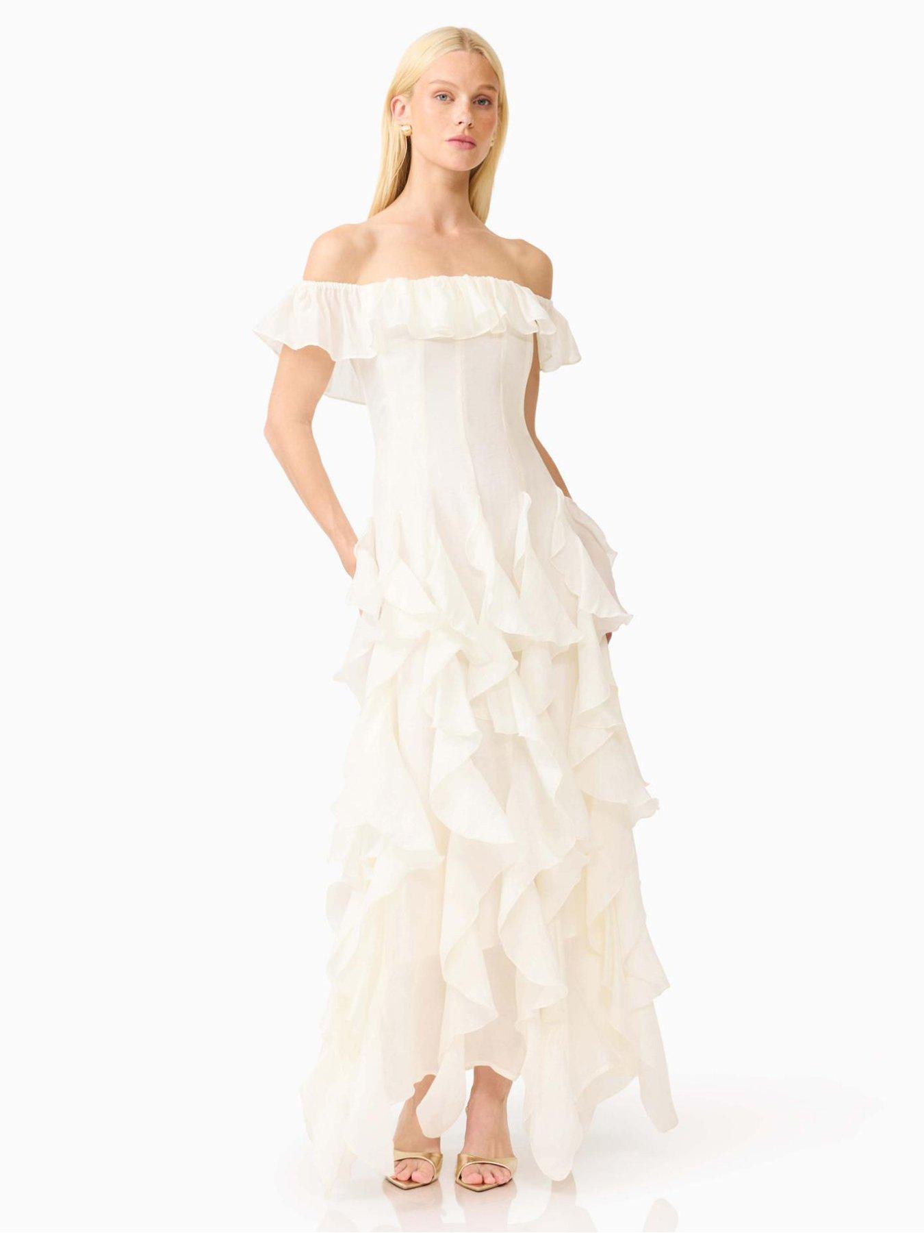 Elliatt Yvette Ruffle Maxi Gown - White