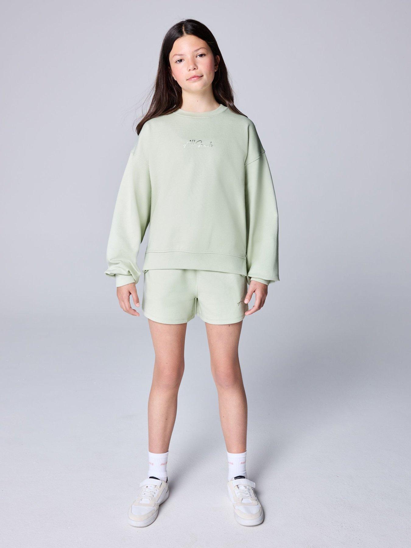 smALLSAINTS Girls Zip Detail Sweat And Shorts Set - Green