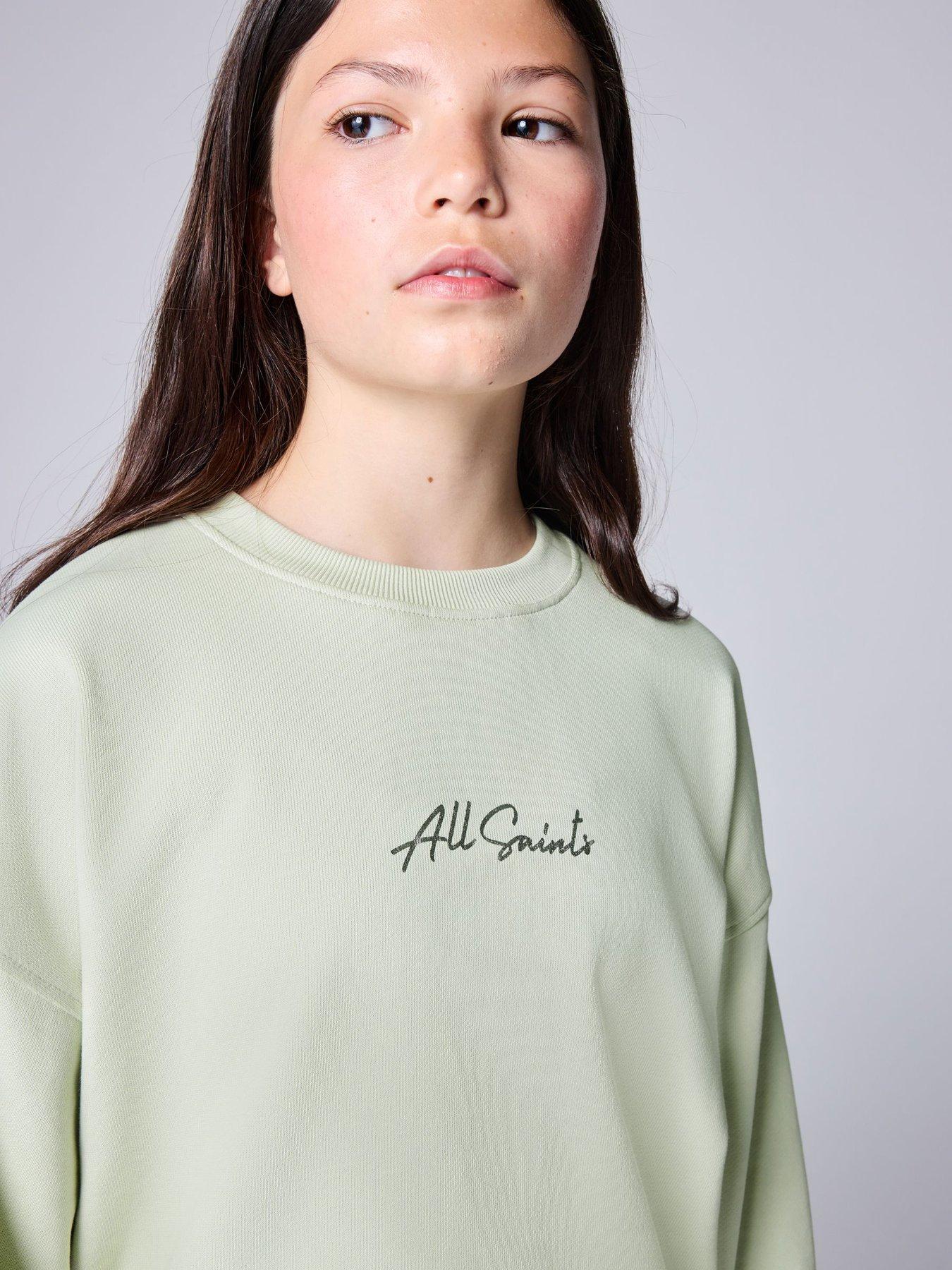 Image 5 of 7 of smALLSAINTS Girls Zip Detail Sweat And Shorts Set - Green