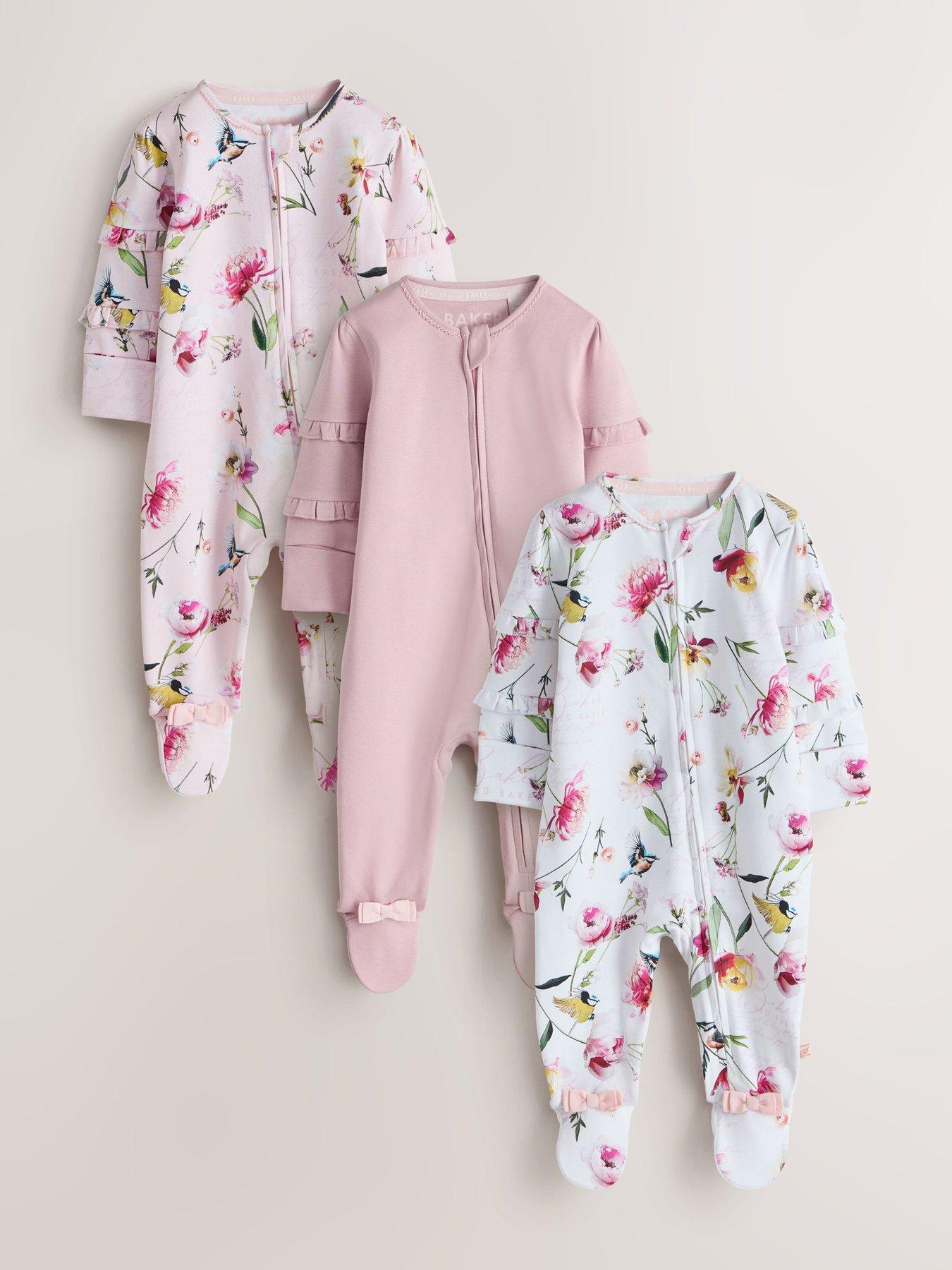 Ted Baker Baby Girls 3 Pack Floral Sleepsuits - Multi