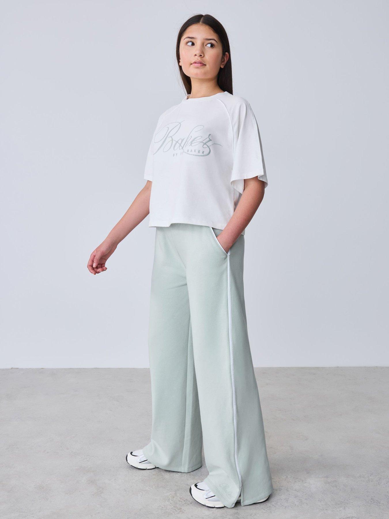 Ted Baker Older Girls 2 Piece Boxy T-shirt  &  Contrast Waistband Trousers Set - Green