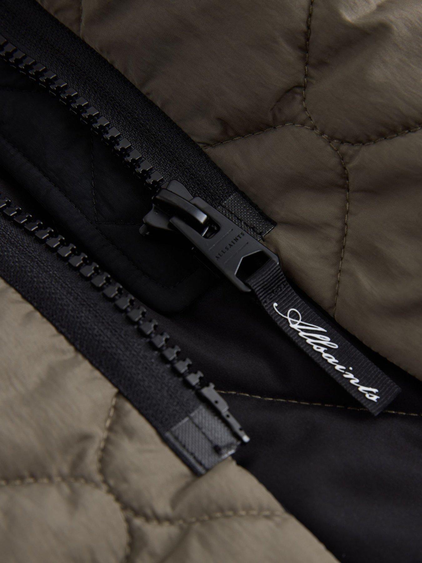 Image 4 of 7 of smALLSAINTS Girls' Colour Block Longline Quilted Jacket - Black/Green