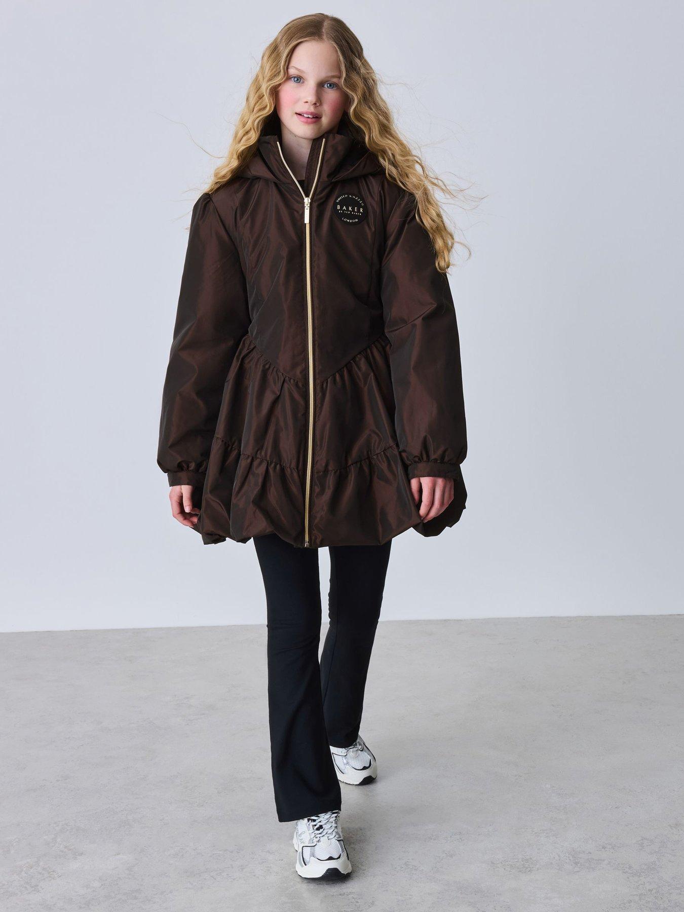 Ted Baker Older Girls Shower Resistant Tiered Skirt Raincoat - Brown