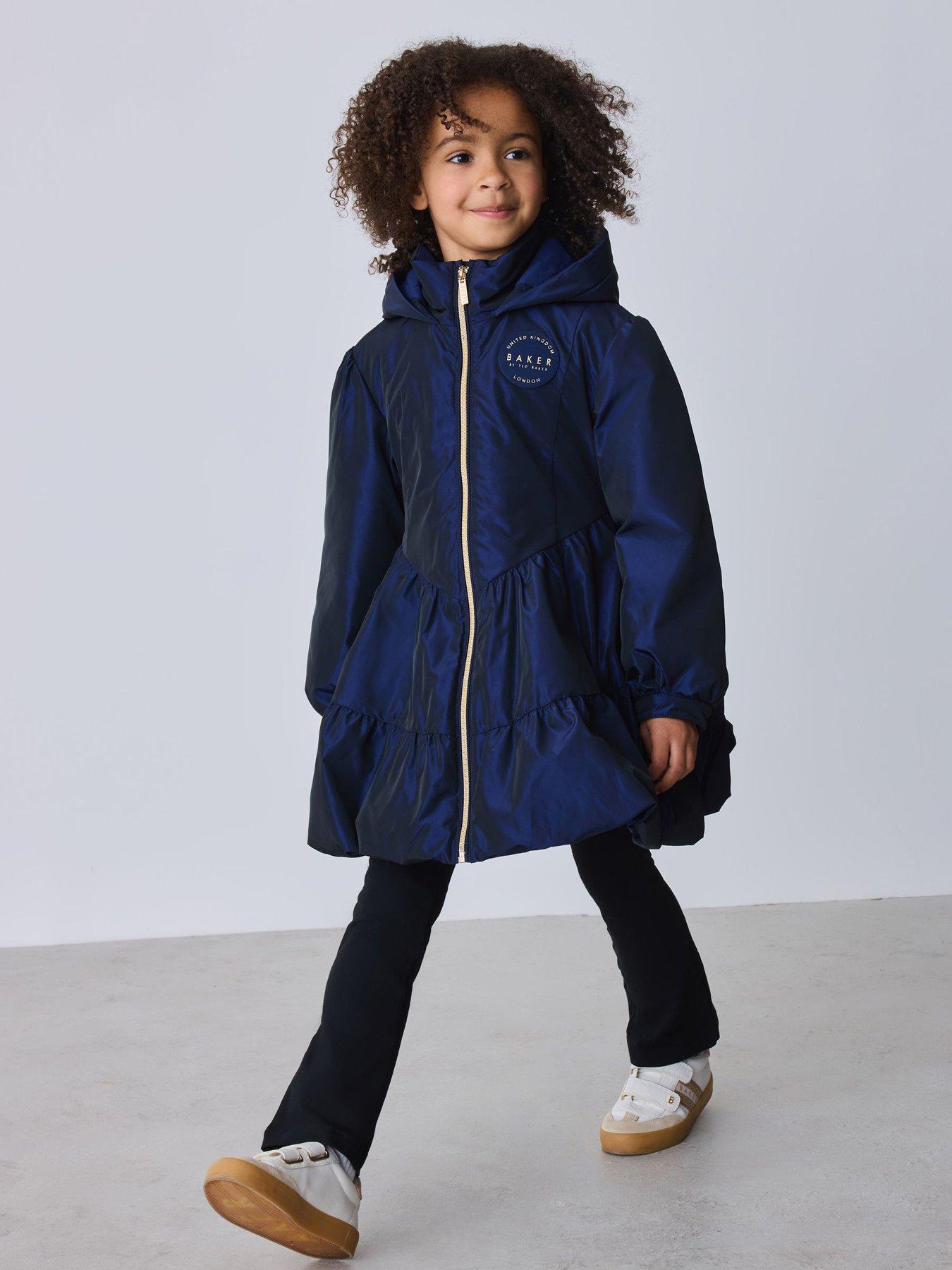 Ted Baker Older Girls Shower Resistant Tiered Skirt Raincoat - Navy