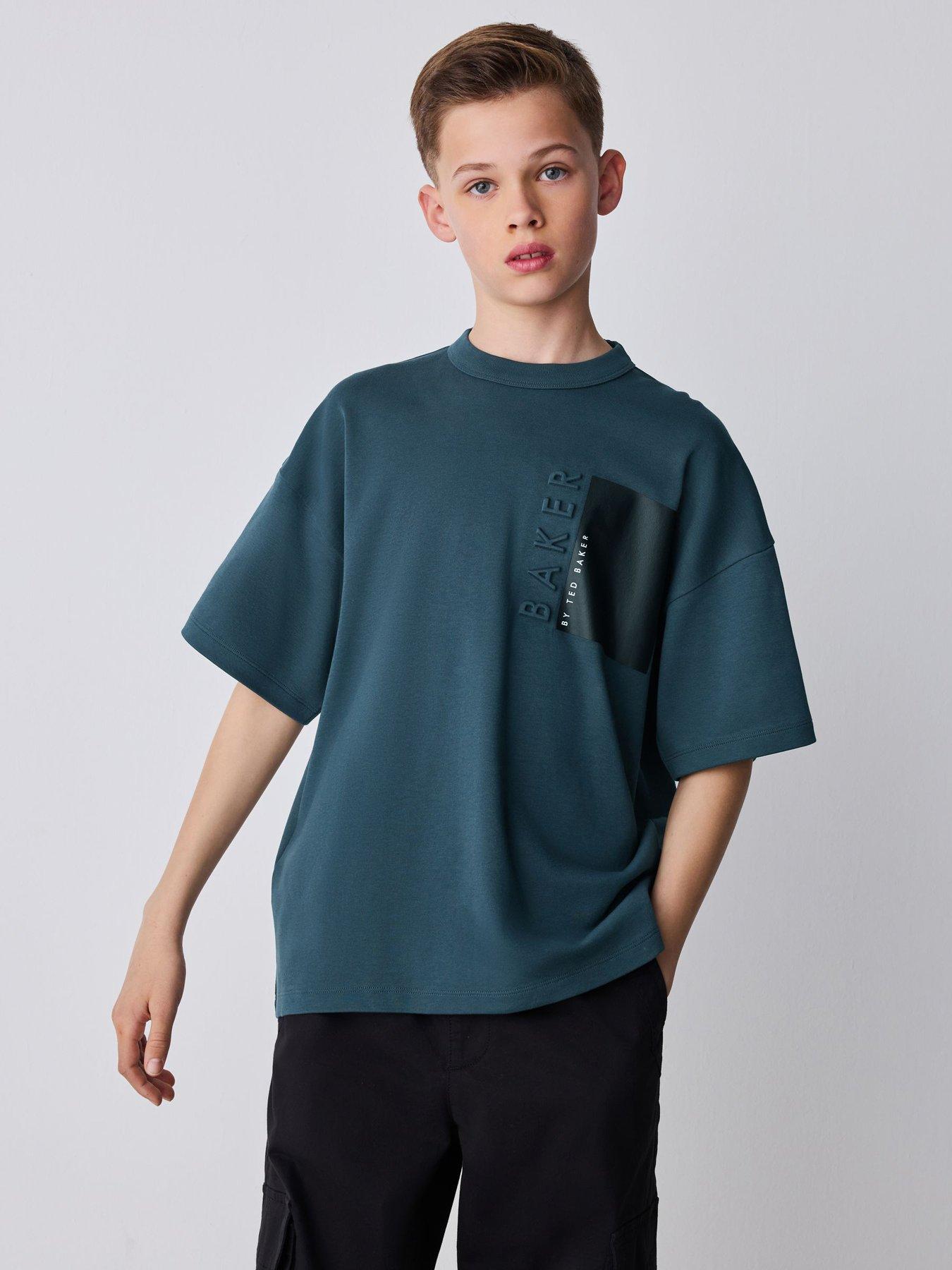 Ted Baker Boys Embossed Short Sleeve T-shirt - Dark Grey