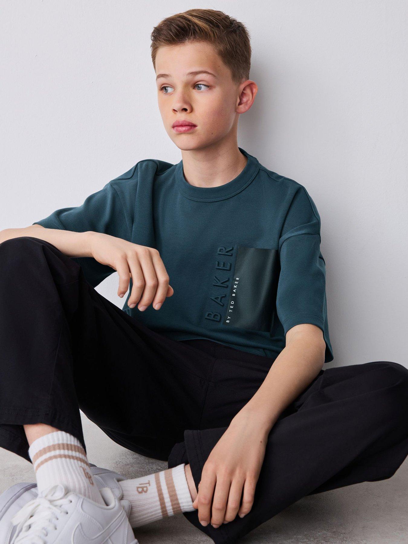 Image 5 of 7 of Ted Baker Boys Embossed Short Sleeve T-shirt - Dark Grey