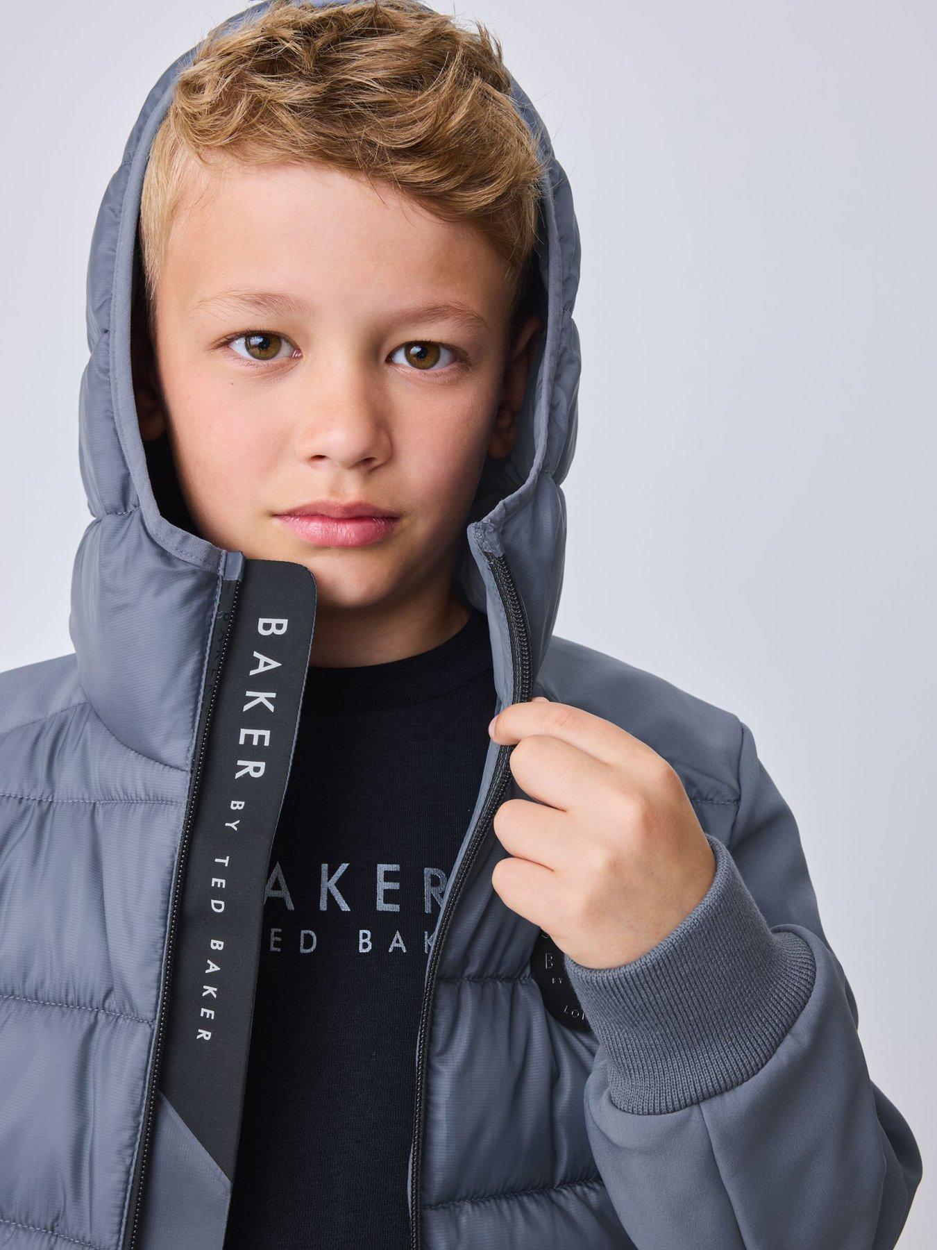 Image 4 of 7 of Ted Baker Boys Neoprene Sleeve Coat - Grey