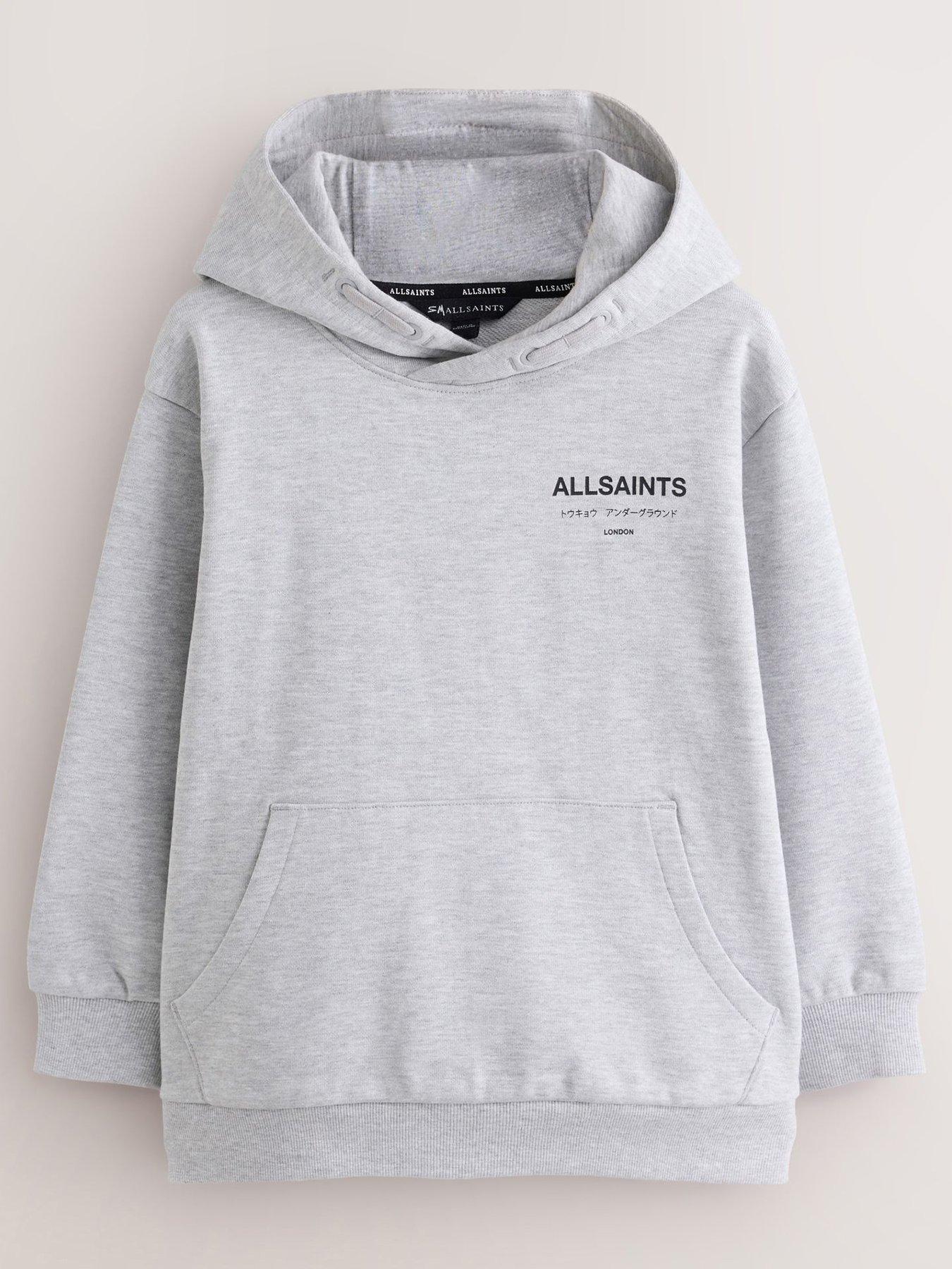 Image 1 of 4 of smALLSAINTS Hooded Sweatshirt with Logo Back Print Detail - Grey
