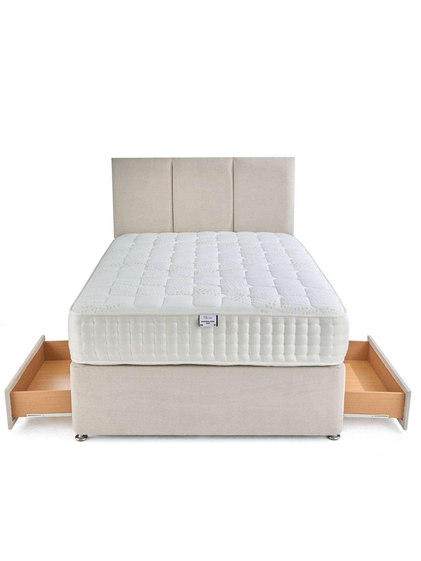 Image 3 of 7 of The Very Collection Sheridan Divan Base with 2 Drawers + Headboard + &nbsp;Natural Fibre Pocket 2000 Mattress - Cream