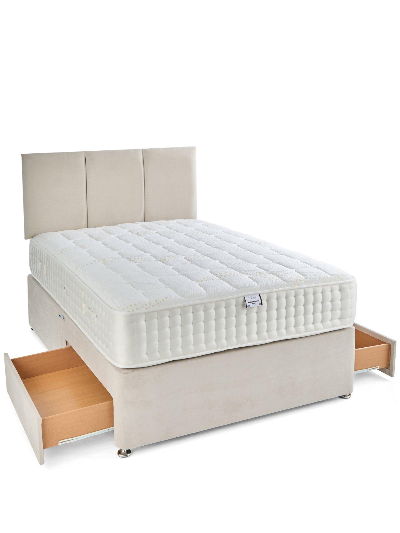 Image 4 of 7 of The Very Collection Sheridan Divan Base with 2 Drawers + Headboard + &nbsp;Natural Fibre Pocket 2000 Mattress - Cream