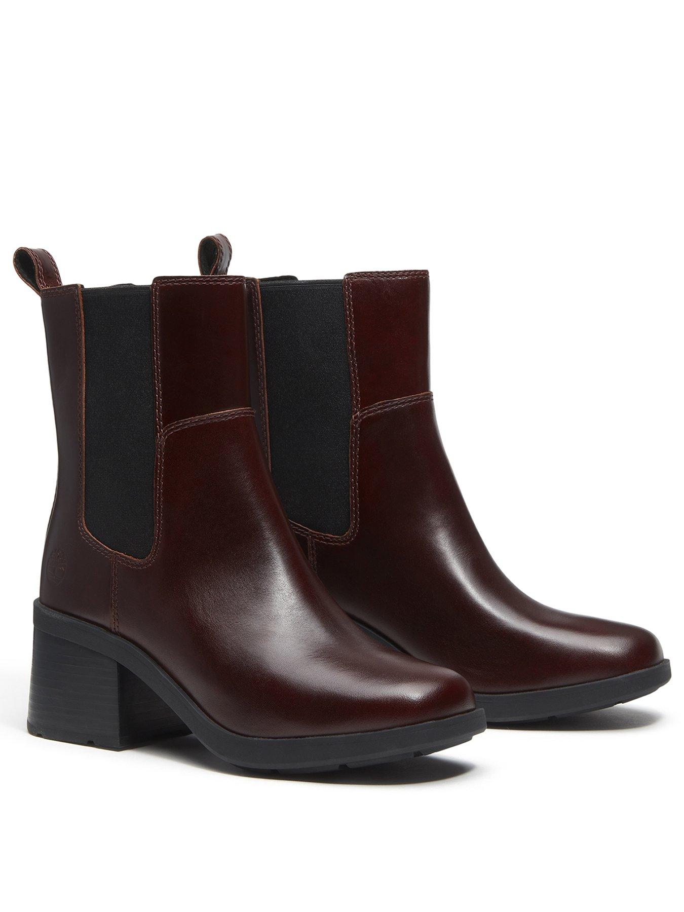 Image 2 of 7 of Timberland Womens Bellevaux Premium Leather Block Heel Chelsea Boots - Red