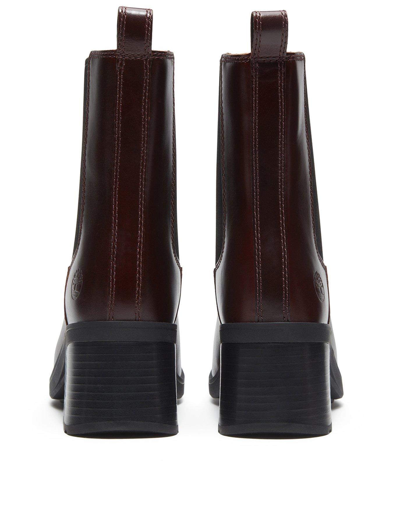 Image 3 of 7 of Timberland Womens Bellevaux Premium Leather Block Heel Chelsea Boots - Red
