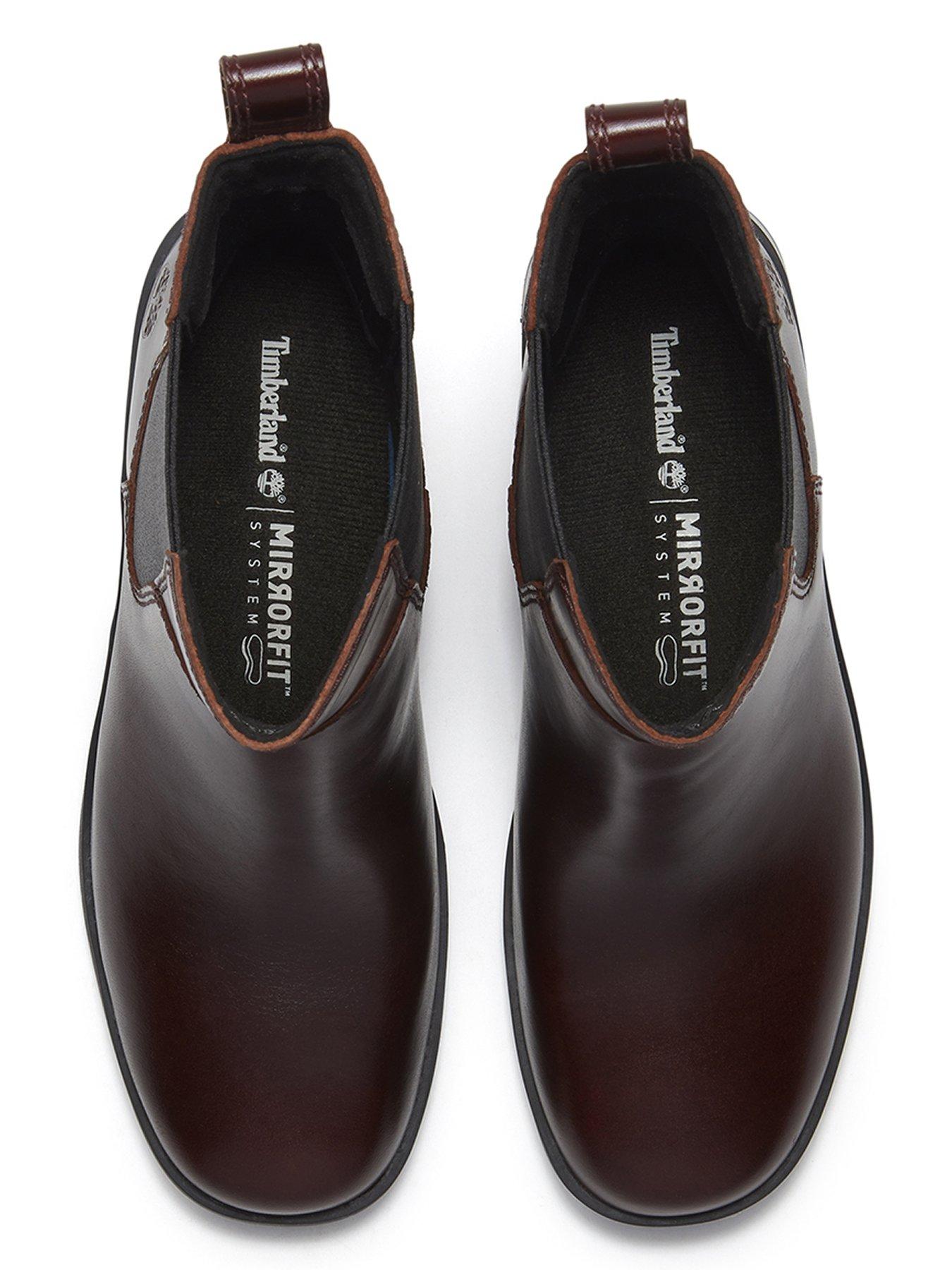 Image 4 of 7 of Timberland Womens Bellevaux Premium Leather Block Heel Chelsea Boots - Red